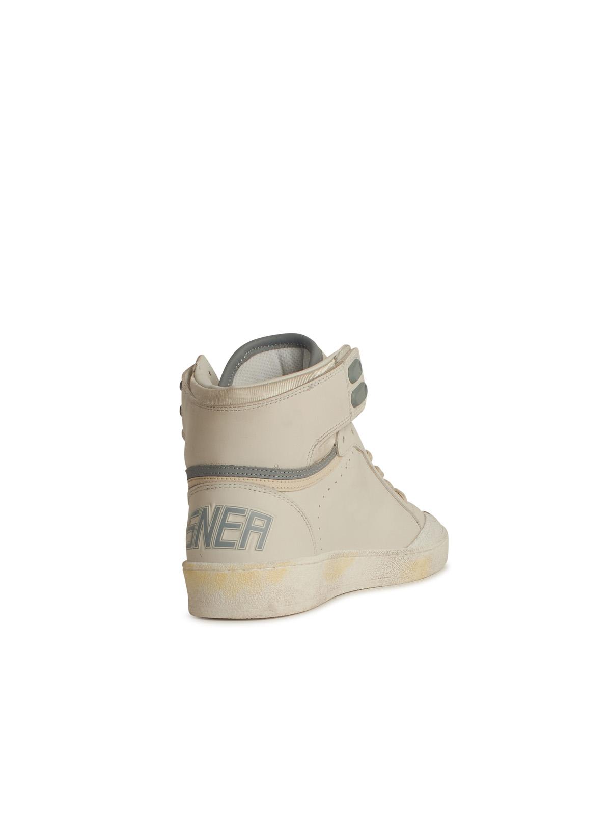 Golden Goose Sky Star White Leather Sneakers In White/silver Blue/beige