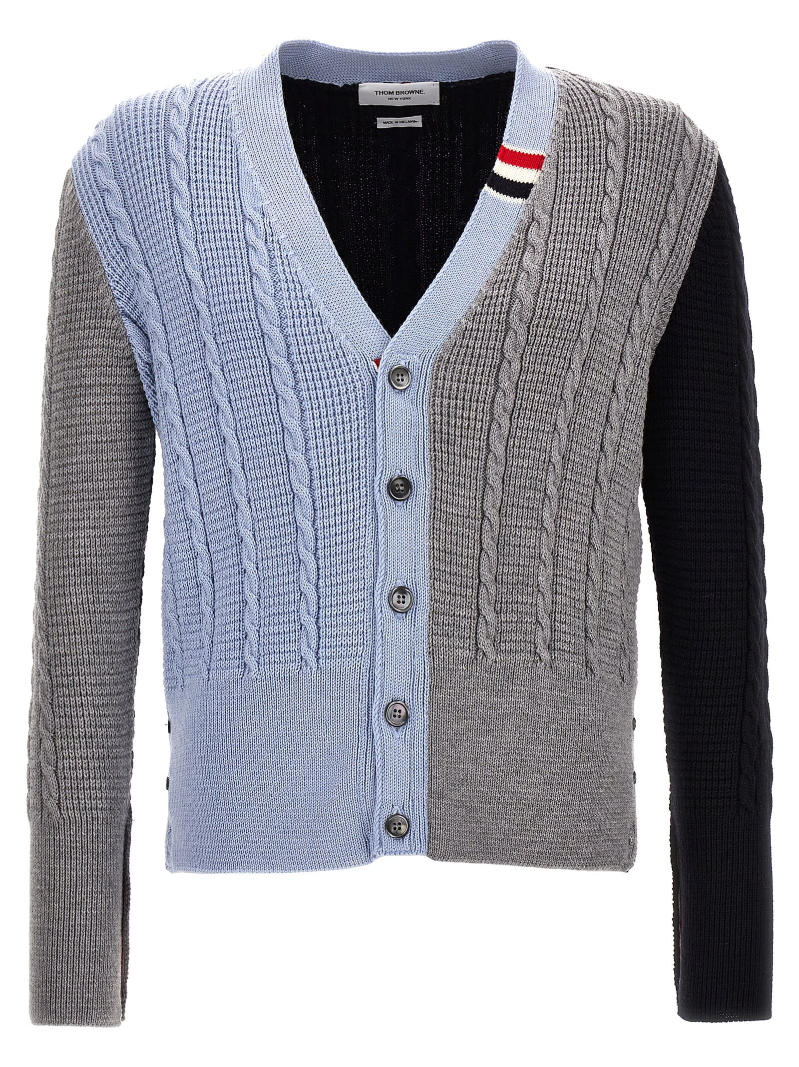 Shop Thom Browne Funmix Cable Cardigan In Multicolor
