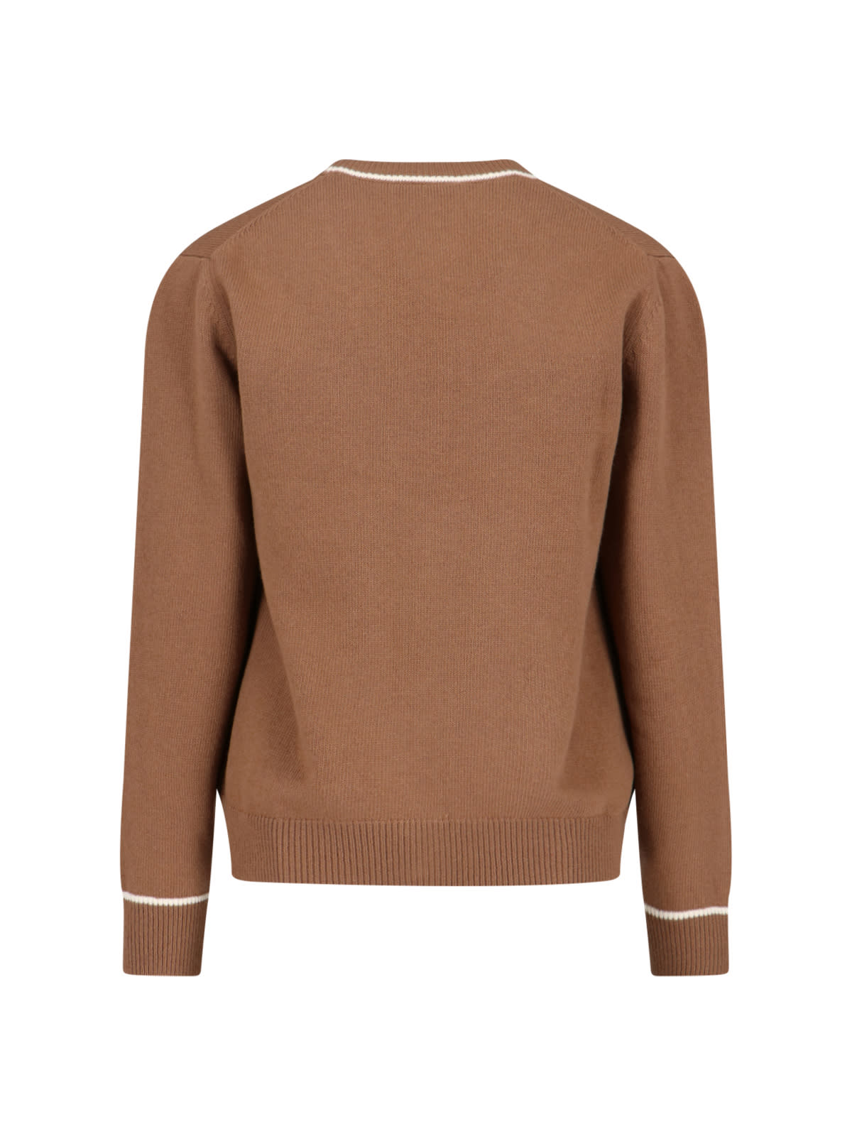 Dolce & Gabbana Crewneck Sweater With Ribbed Cuffs And Pockets In Brown