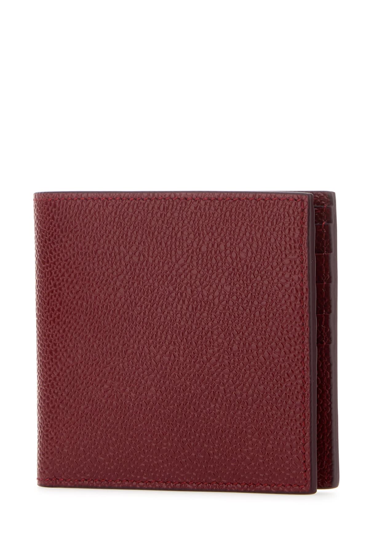 Shop Thom Browne Billfold In Pebble Grain Leath In Burgundy