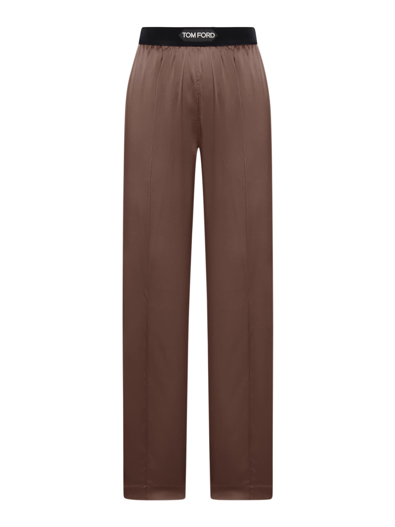 Shop Tom Ford Silk Trousers In Dark Brown