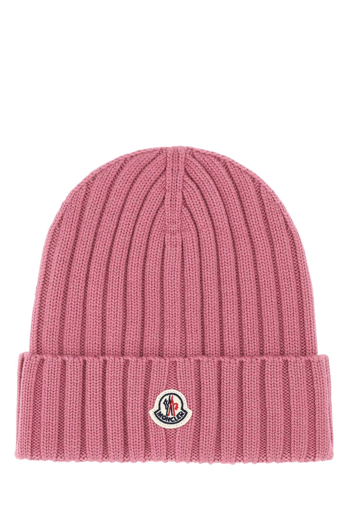 Shop Moncler Antiqued Pink Wool Beanie Hat