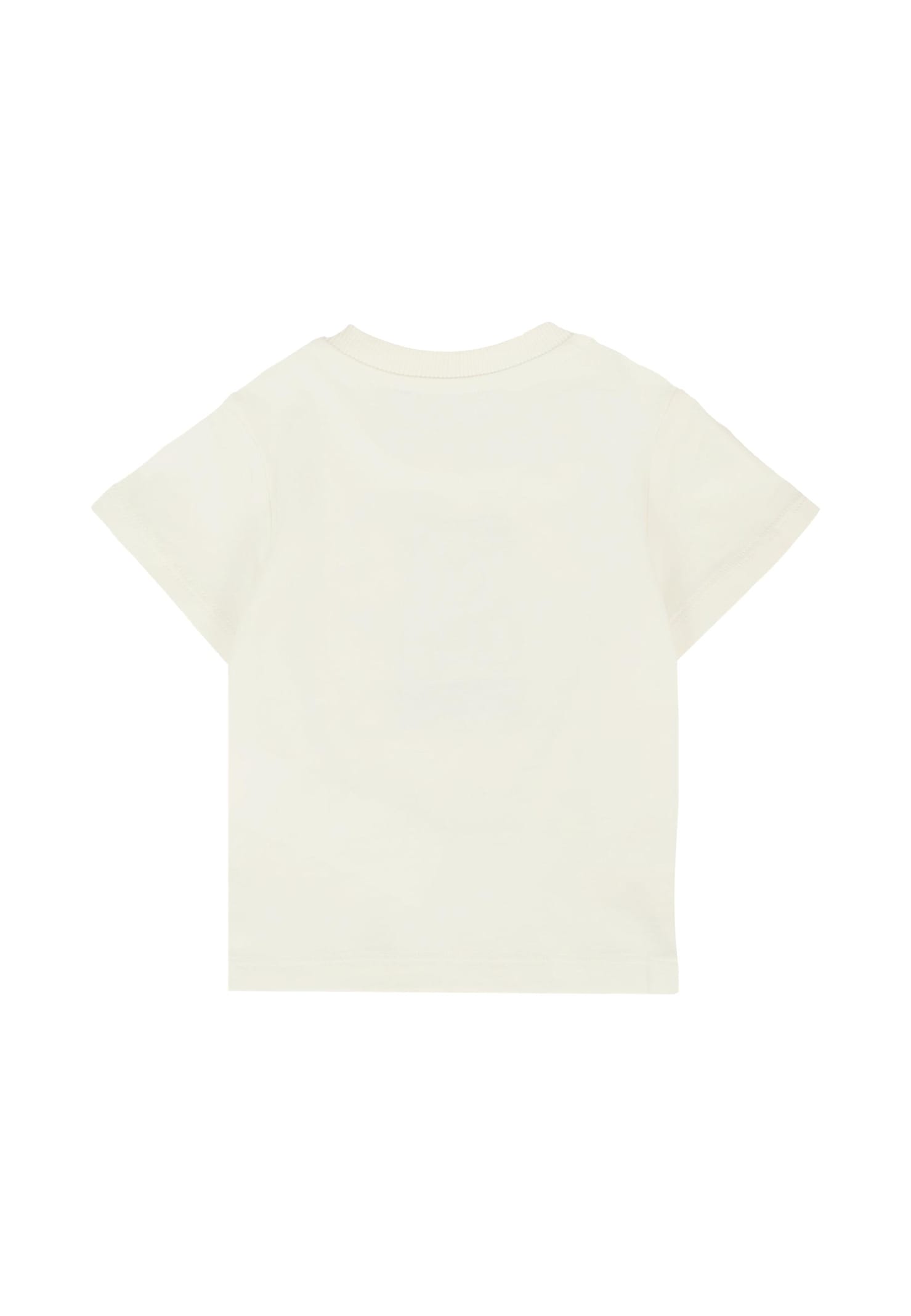 Moschino Ivory T-shirt For Babykids With Teddy Bear In White