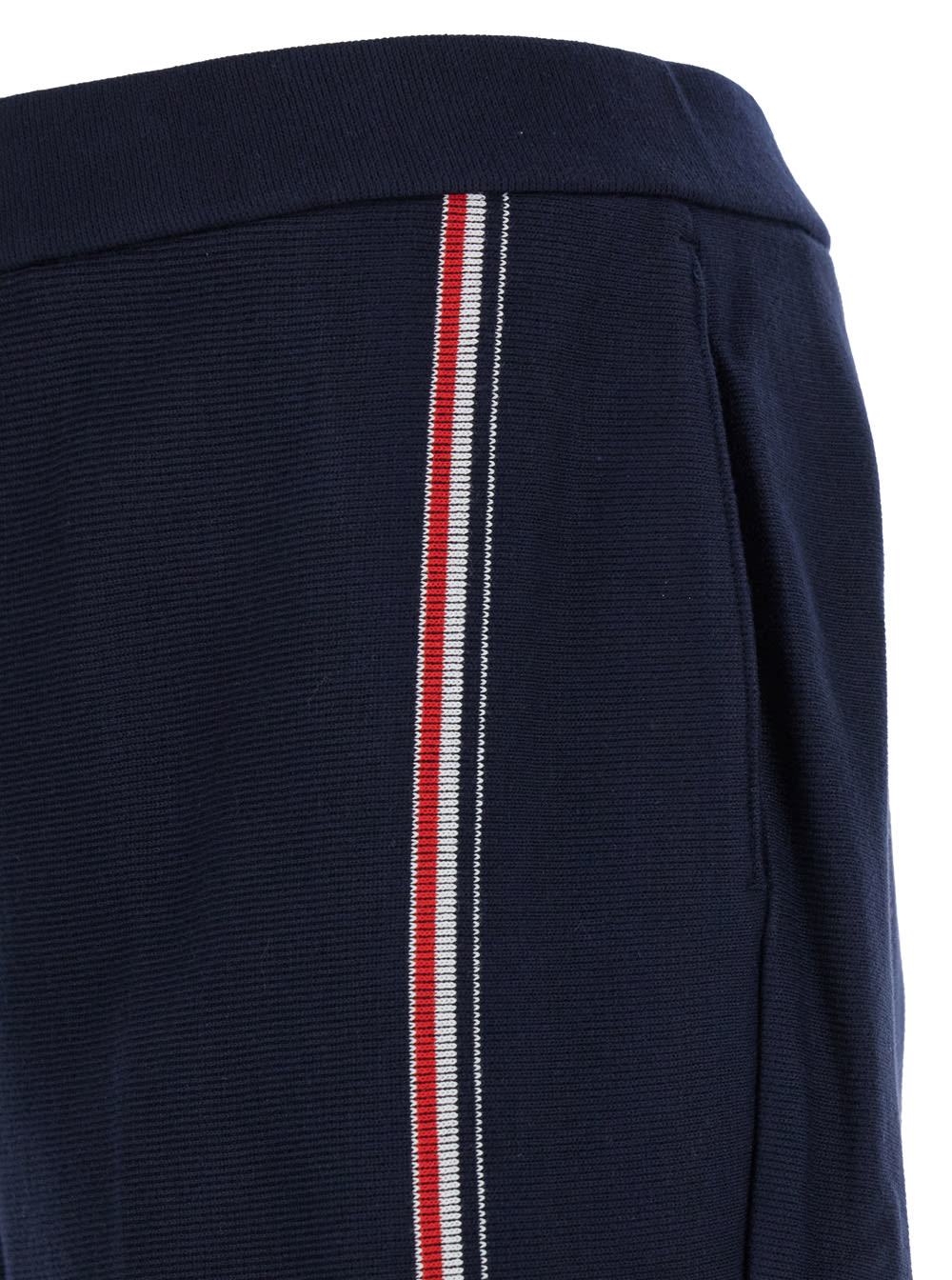 Shop Thom Browne Blue Bermuda Shorts With Rwb Stripe Detail In Cotton Man