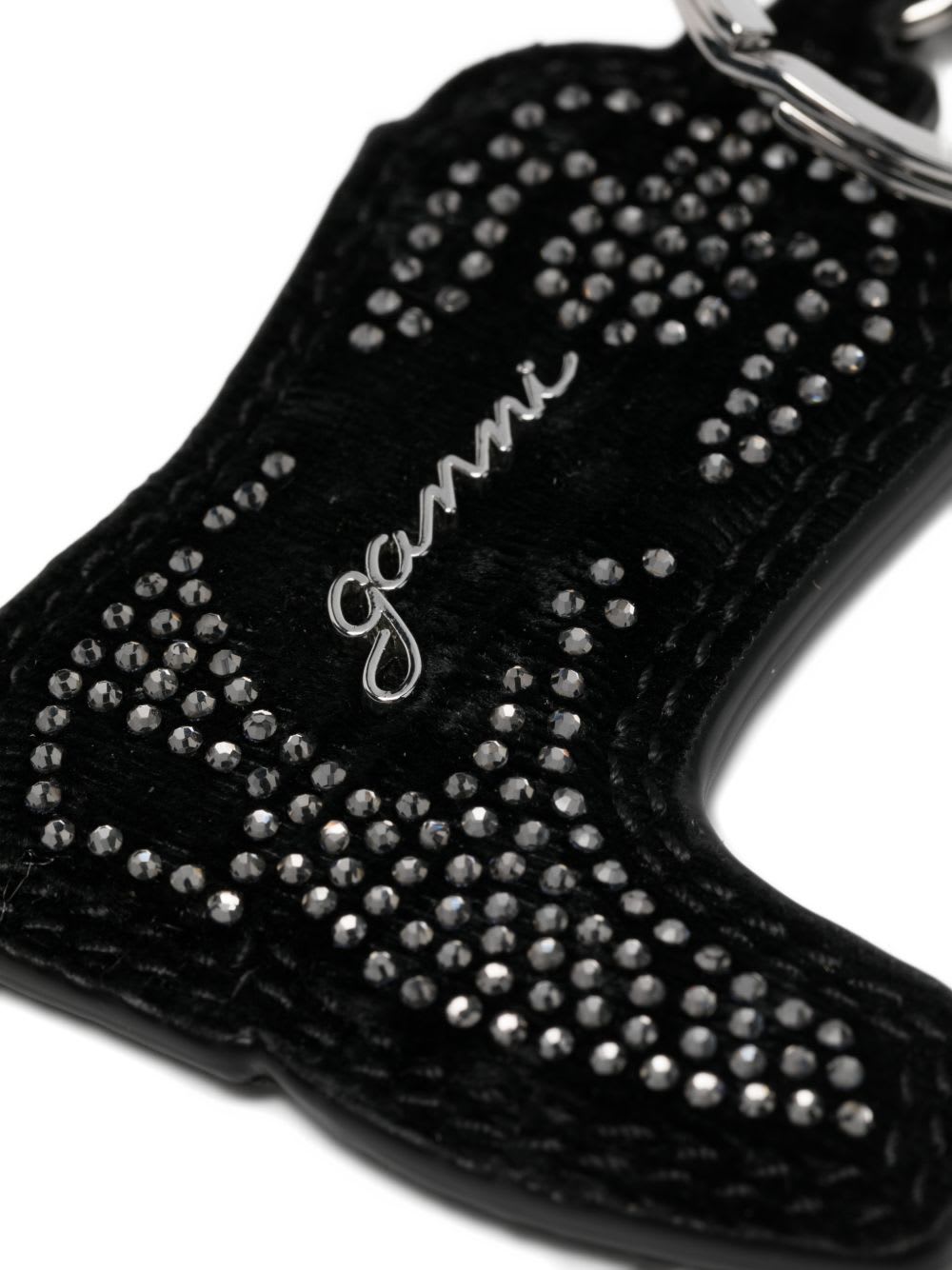 Ganni Western Boot Keyring In Black
