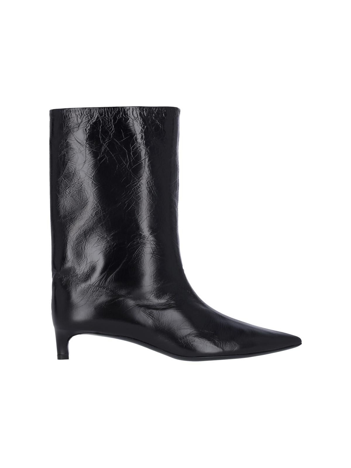 Shop Jil Sander Leather Ankle Boots In Nero