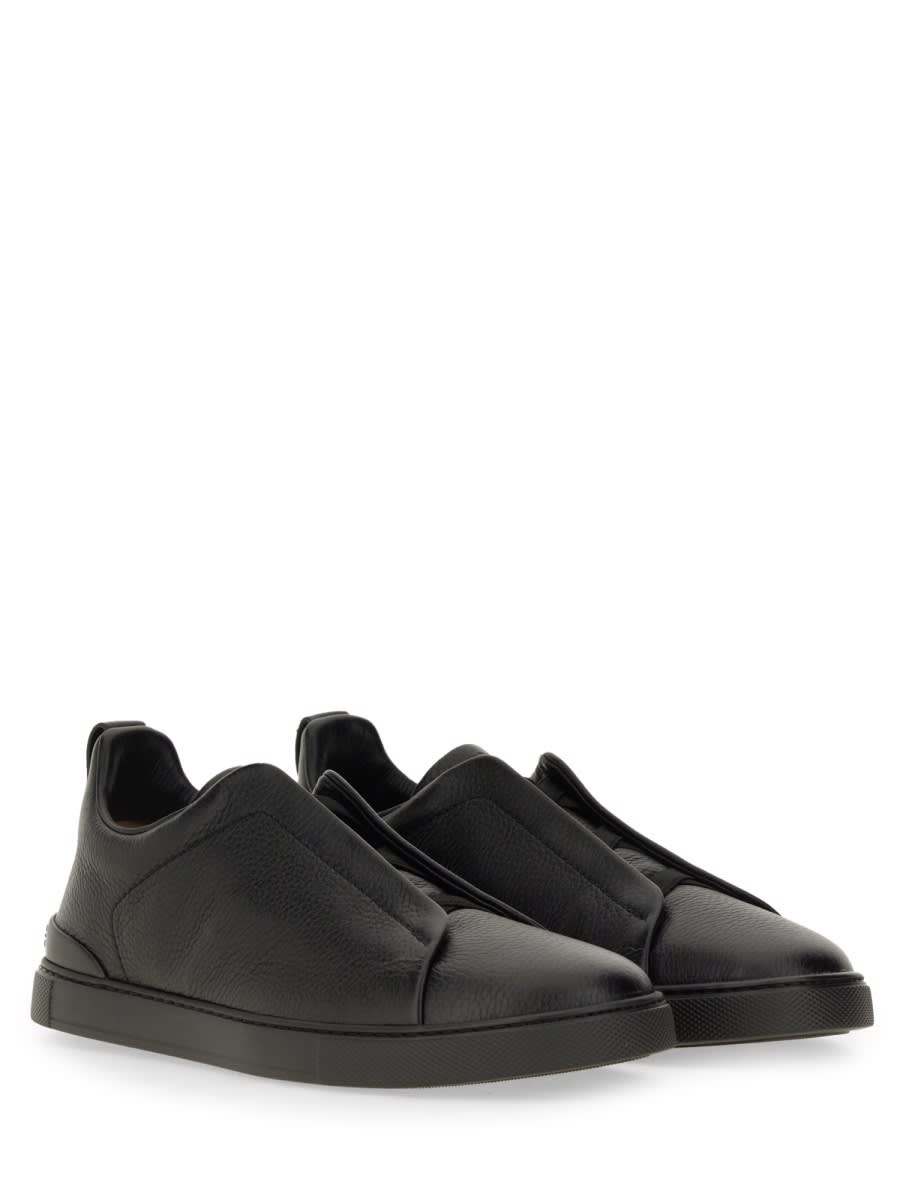 Shop Zegna Triple Stitch Sneaker In Black