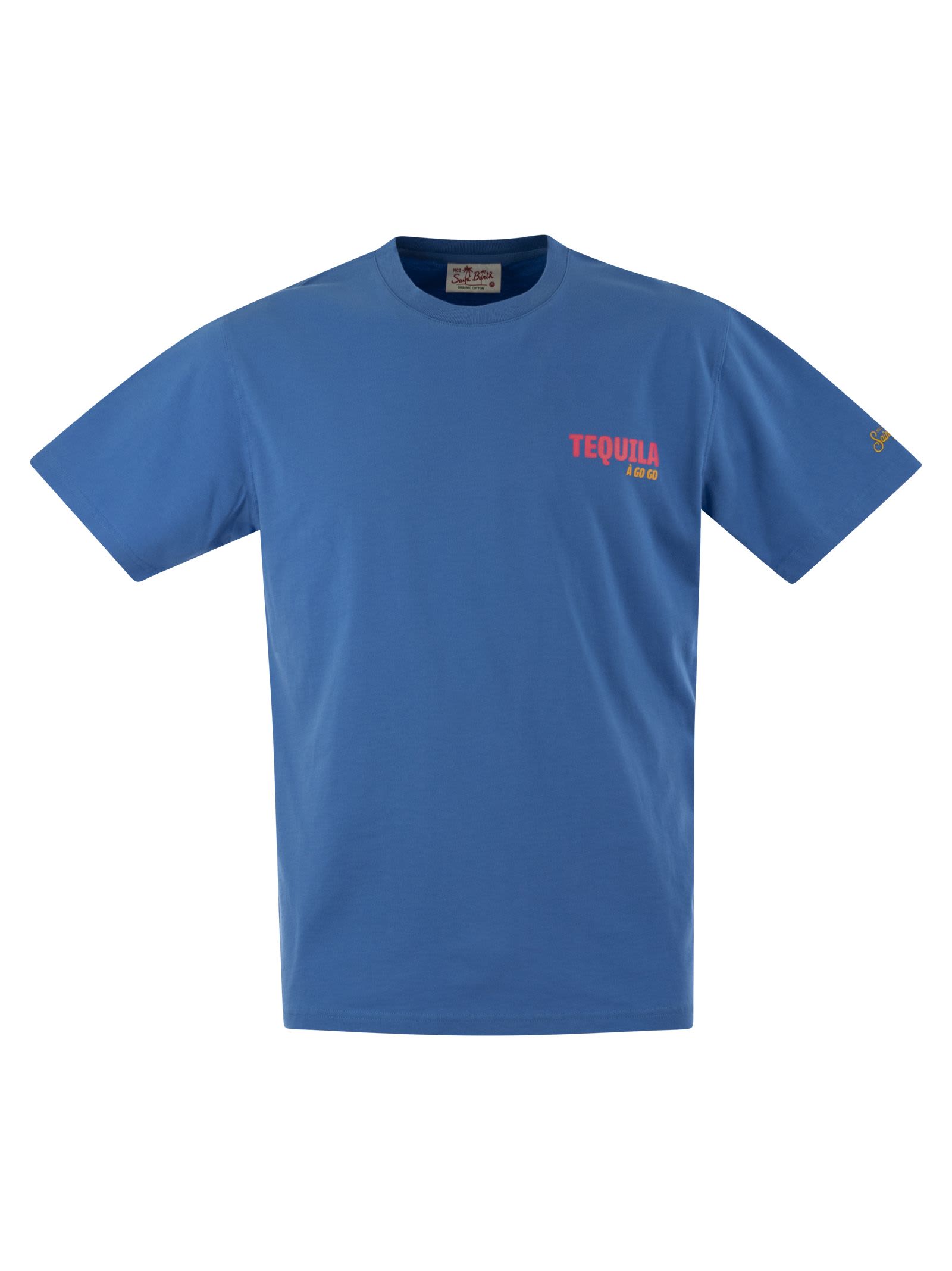 Mc2 Saint Barth T-shirt With Print On Chest And Back In Bluette