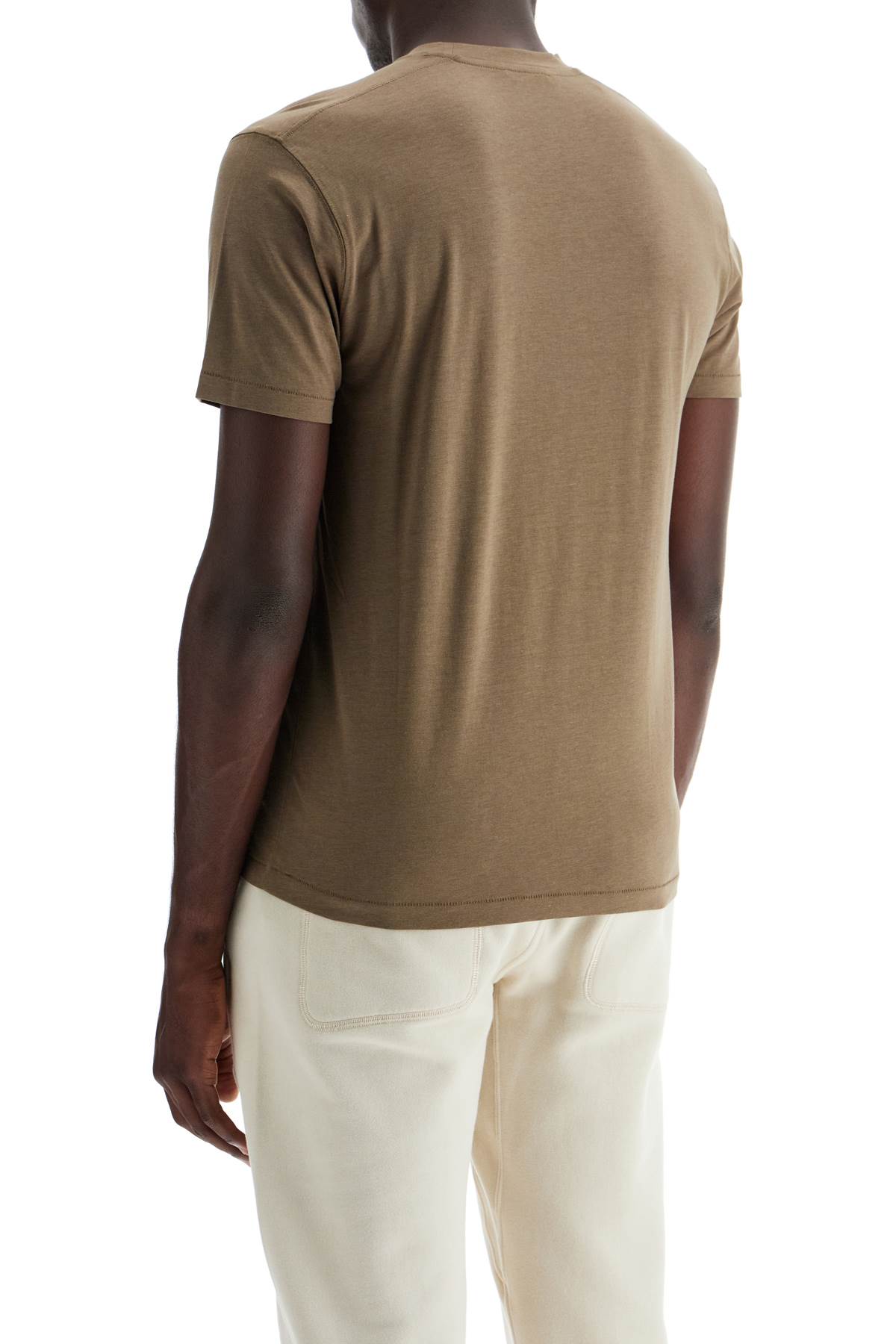 Shop Tom Ford Cottono And Lyocell T-shirt In Fern Green (khaki)