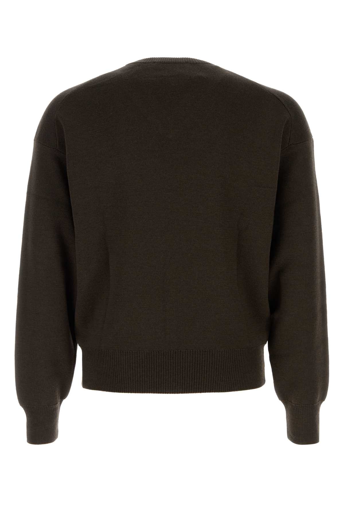 Lemaire Dark Brown Wool And Acrylic Sweater In Animal Print