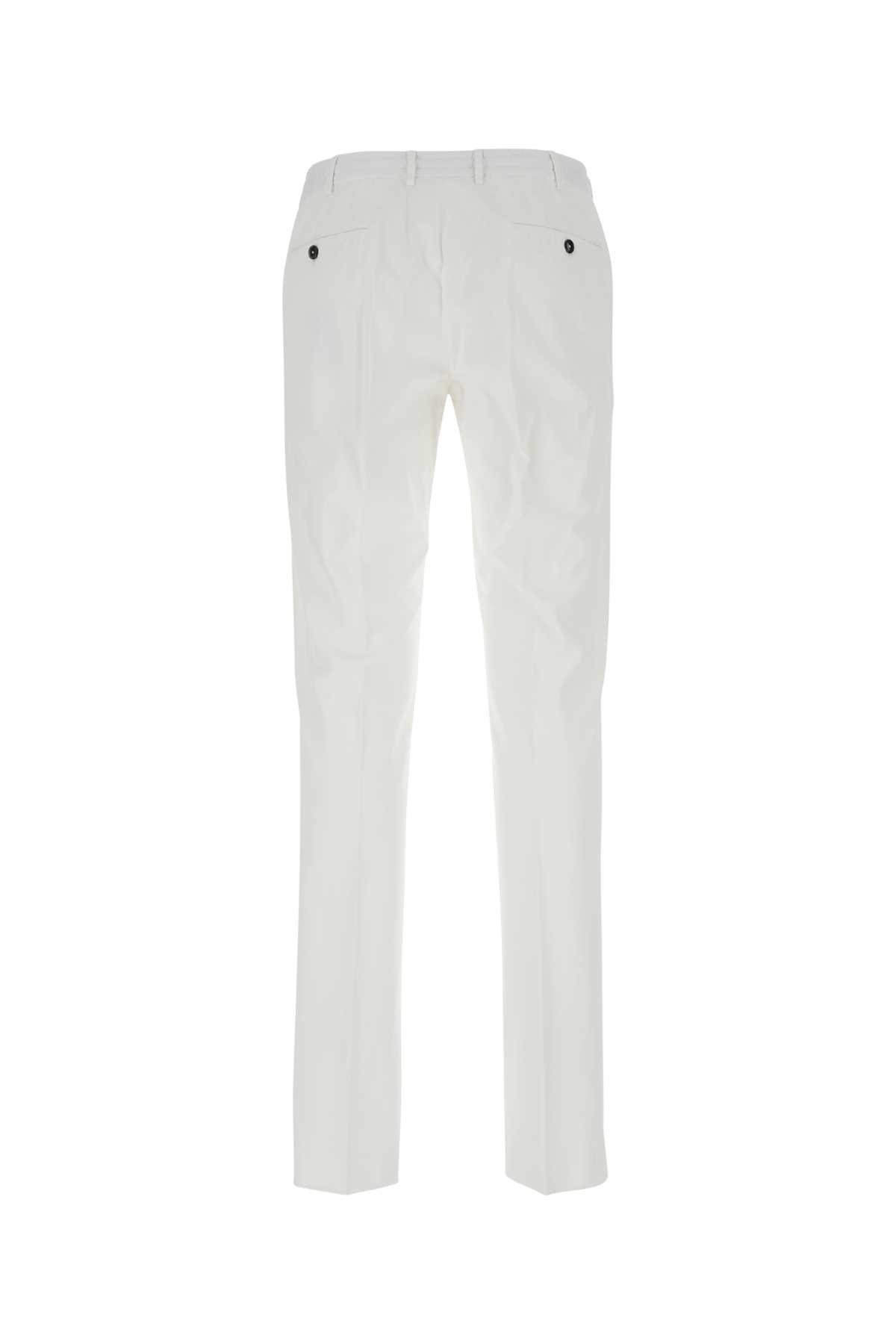Pt01 White Stretch Cotton Pant In Bianco