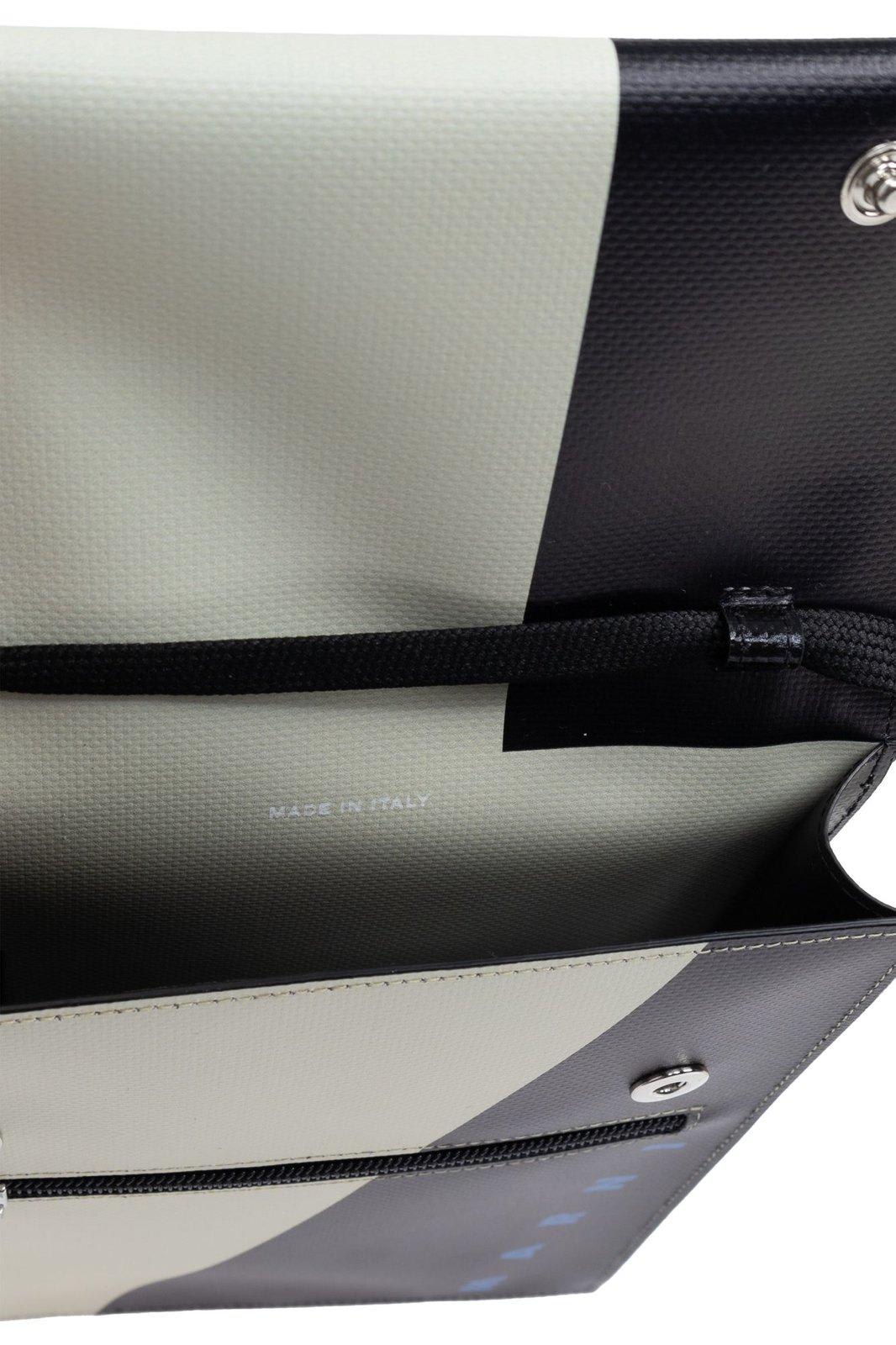 MARNI LOGO-PRINTED COLOUR-BLOCK SHOULDER BAG