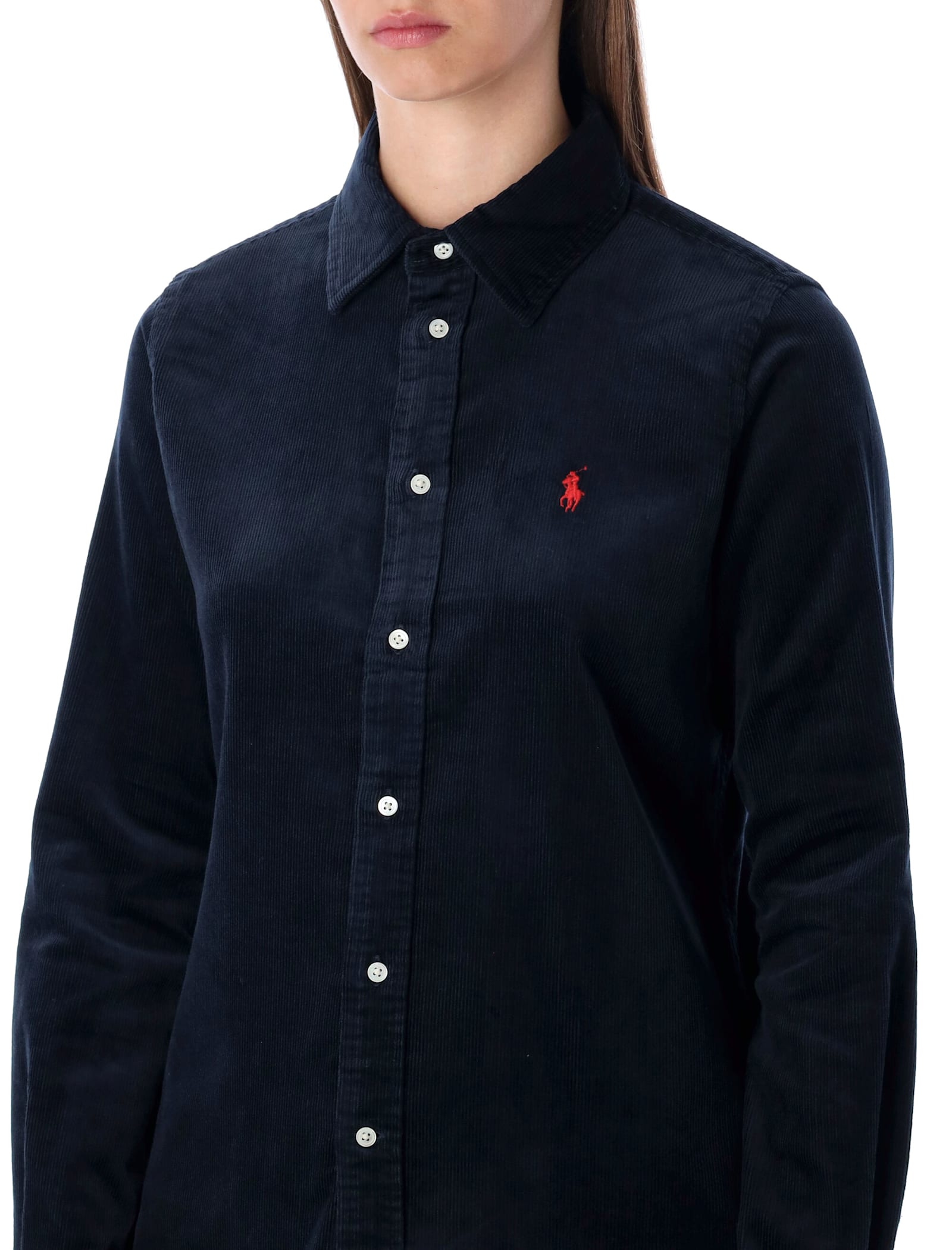 Polo Ralph Lauren Slim Fit Stretch Cotton Corduroy Shirt In Black