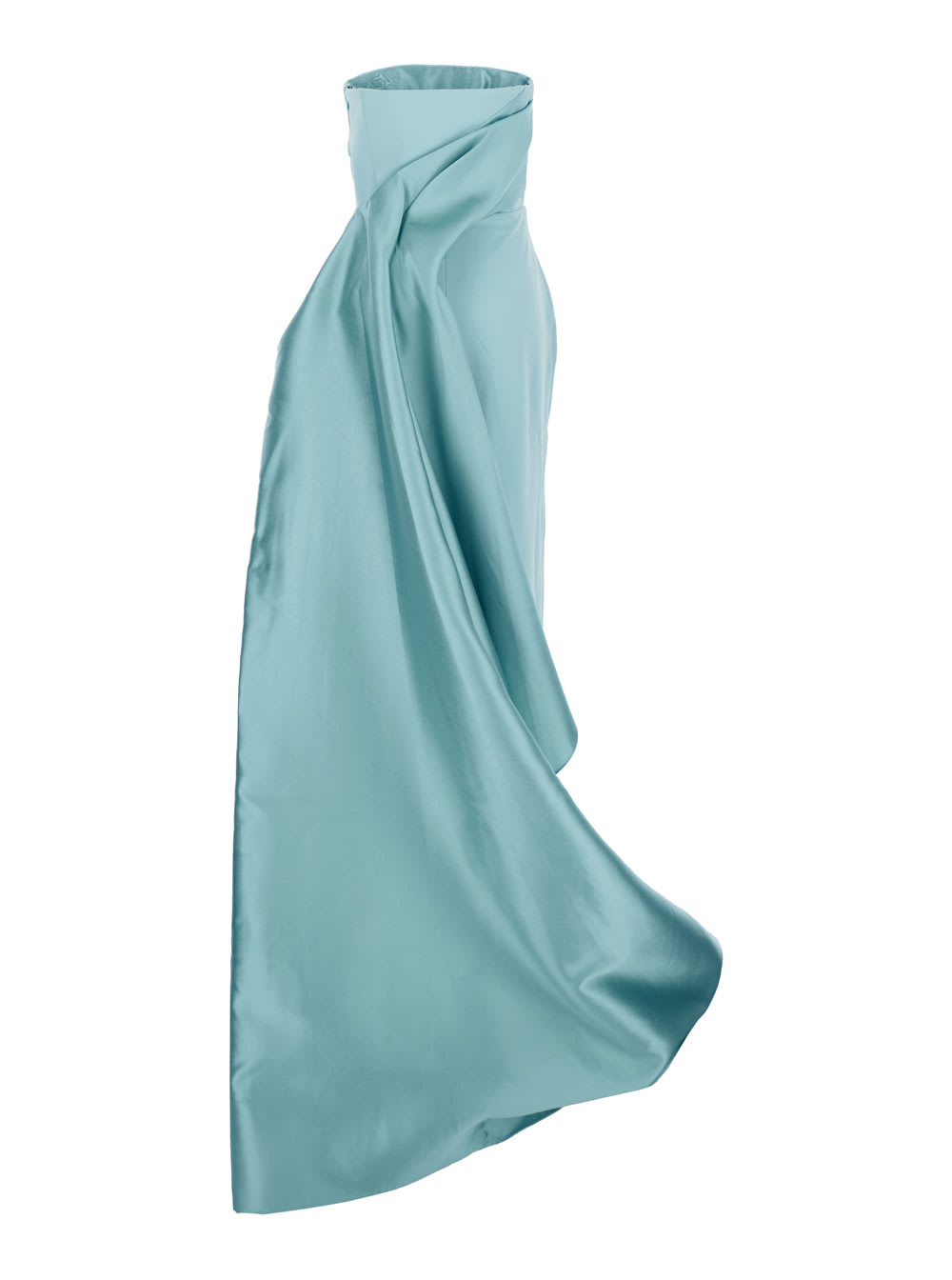 Solace London Kinsley Draped Strapless Gown In Blue