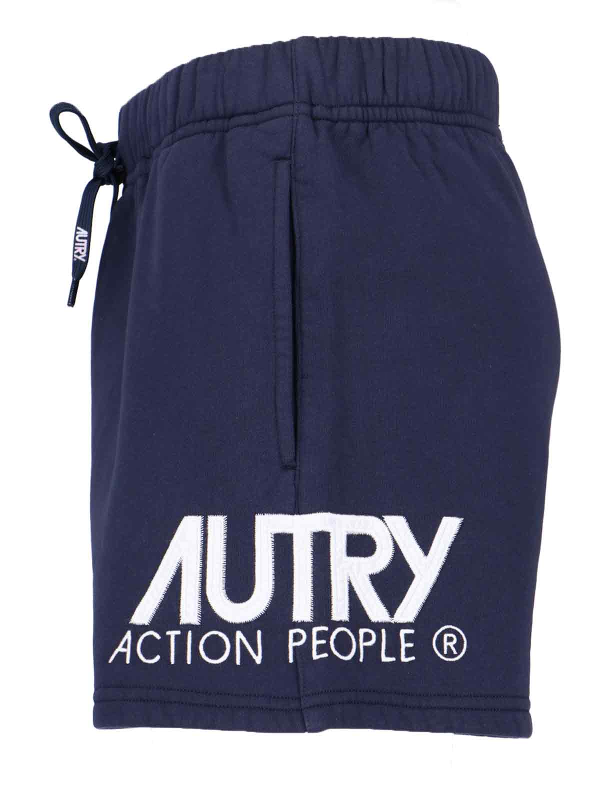 Shop Autry Logo Shorts In Blue