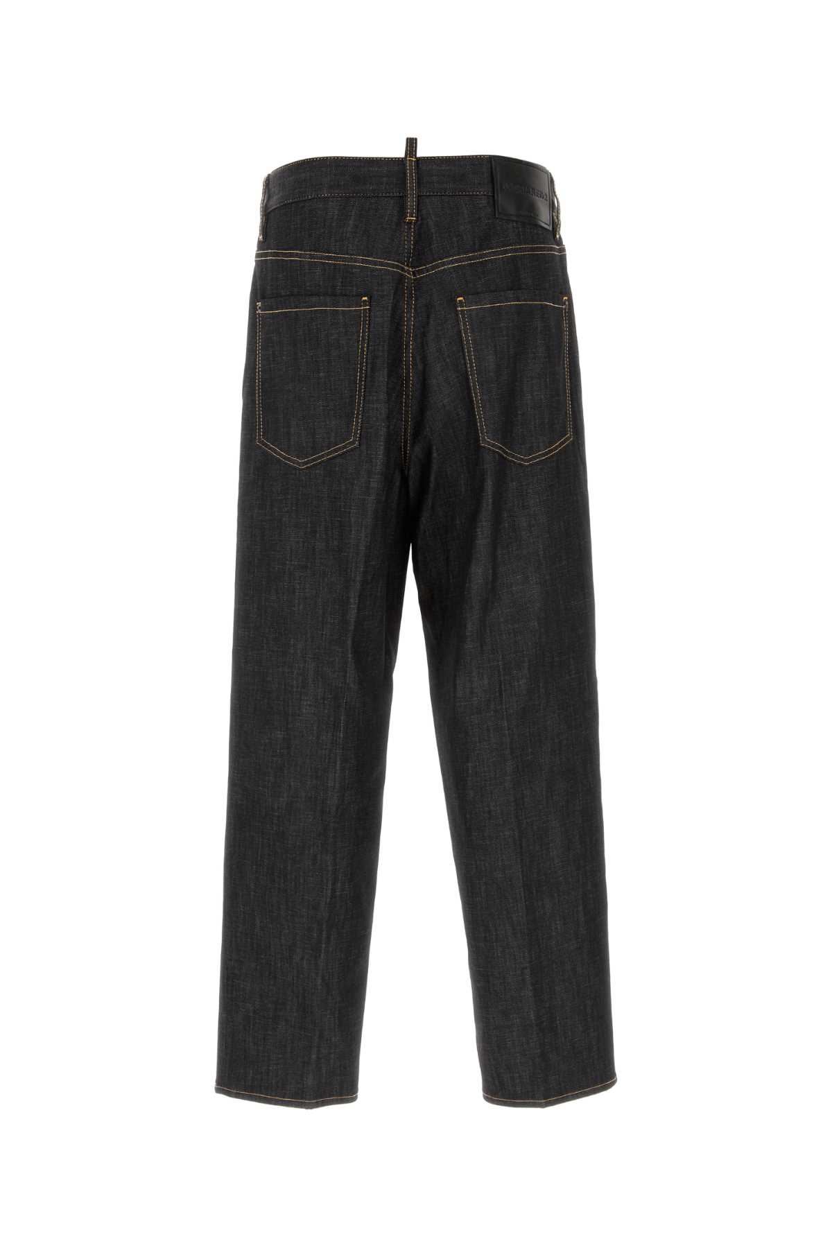 Dsquared2 Dsquared Black Stretch Denim Loose Wide-leg Jeans In Black