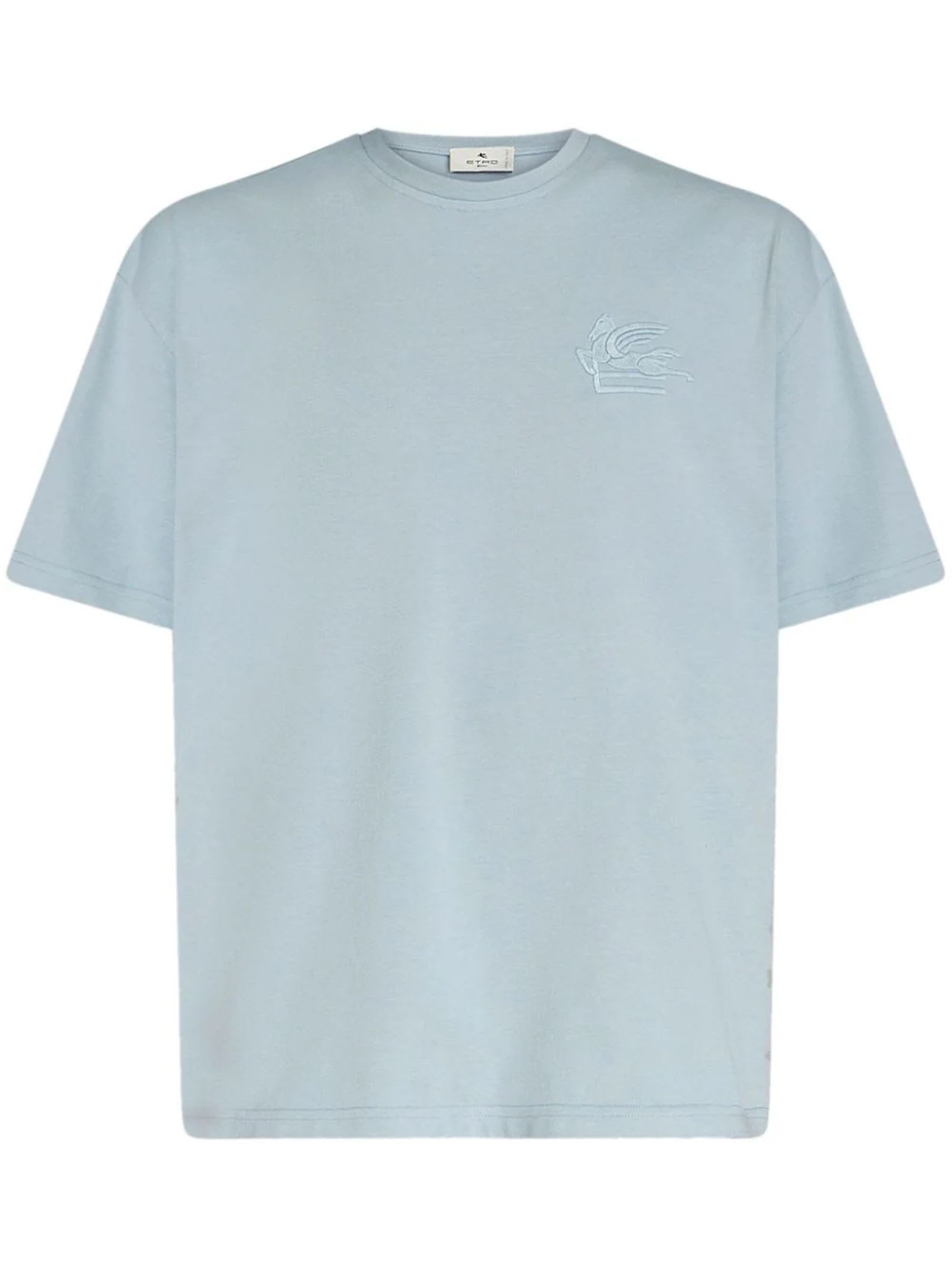 Shop Etro Powder Blue Cotton T-shirt