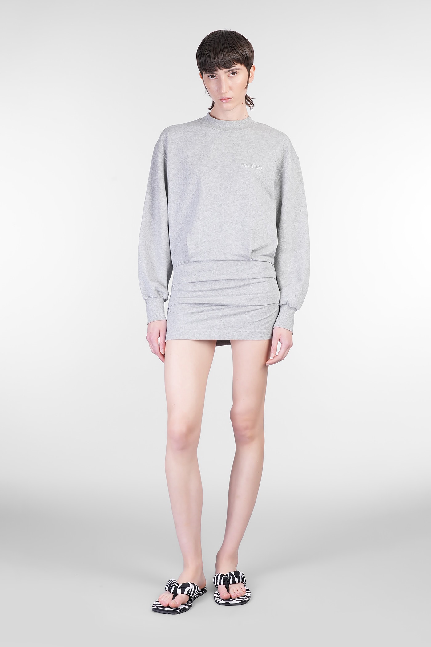 Attico Dress Woman In Grey Cotton In Gray