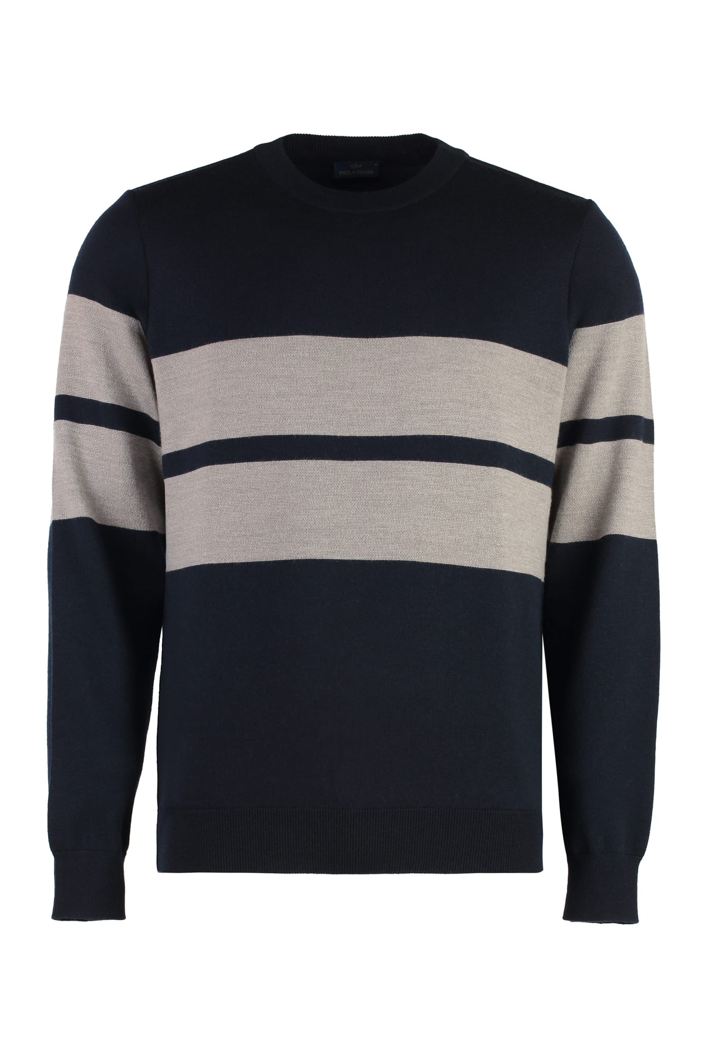 Shop Paul&amp;shark Virgin Wool Crew-neck Sweater In Blue