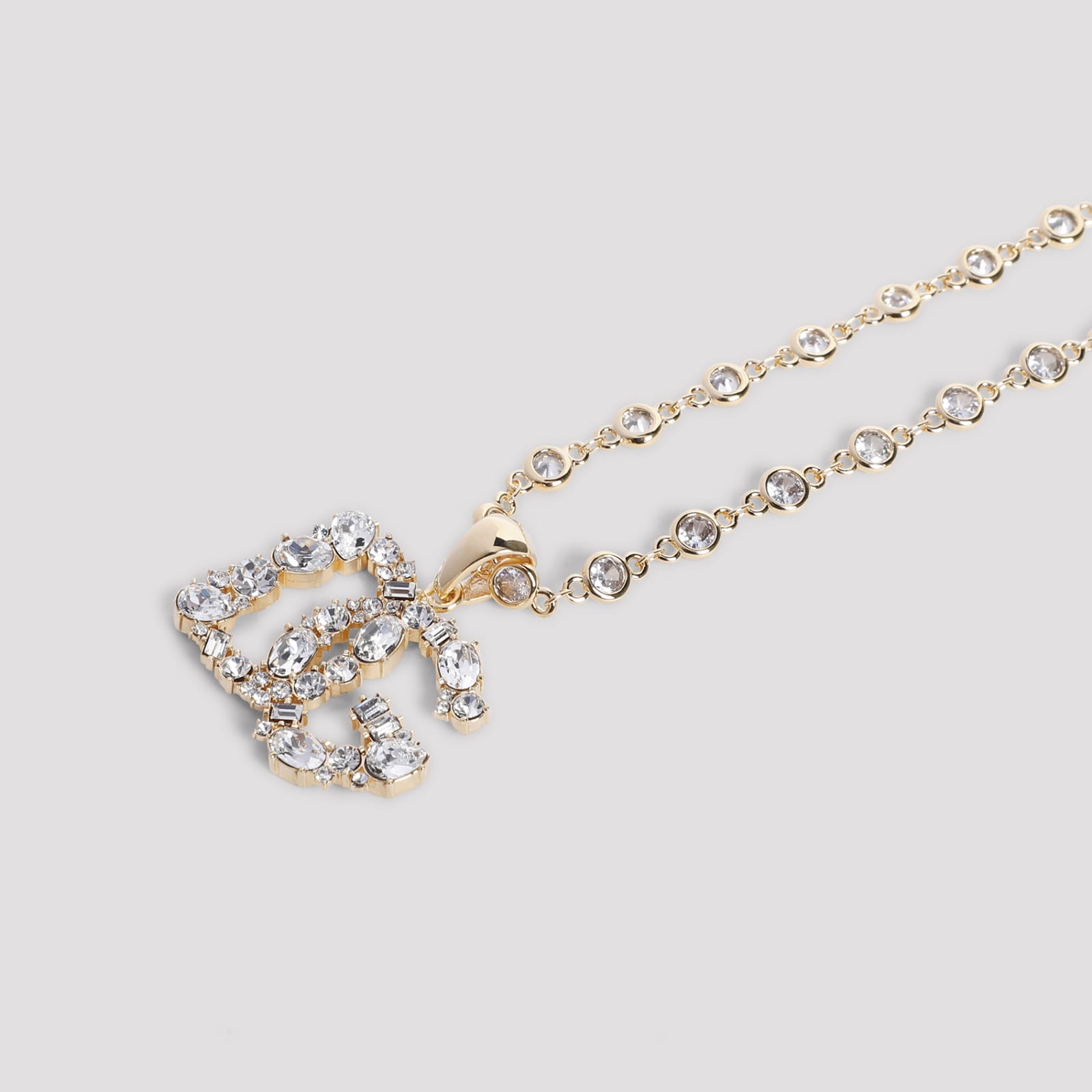 Shop Dolce & Gabbana Logo Strass Necklace In Oro