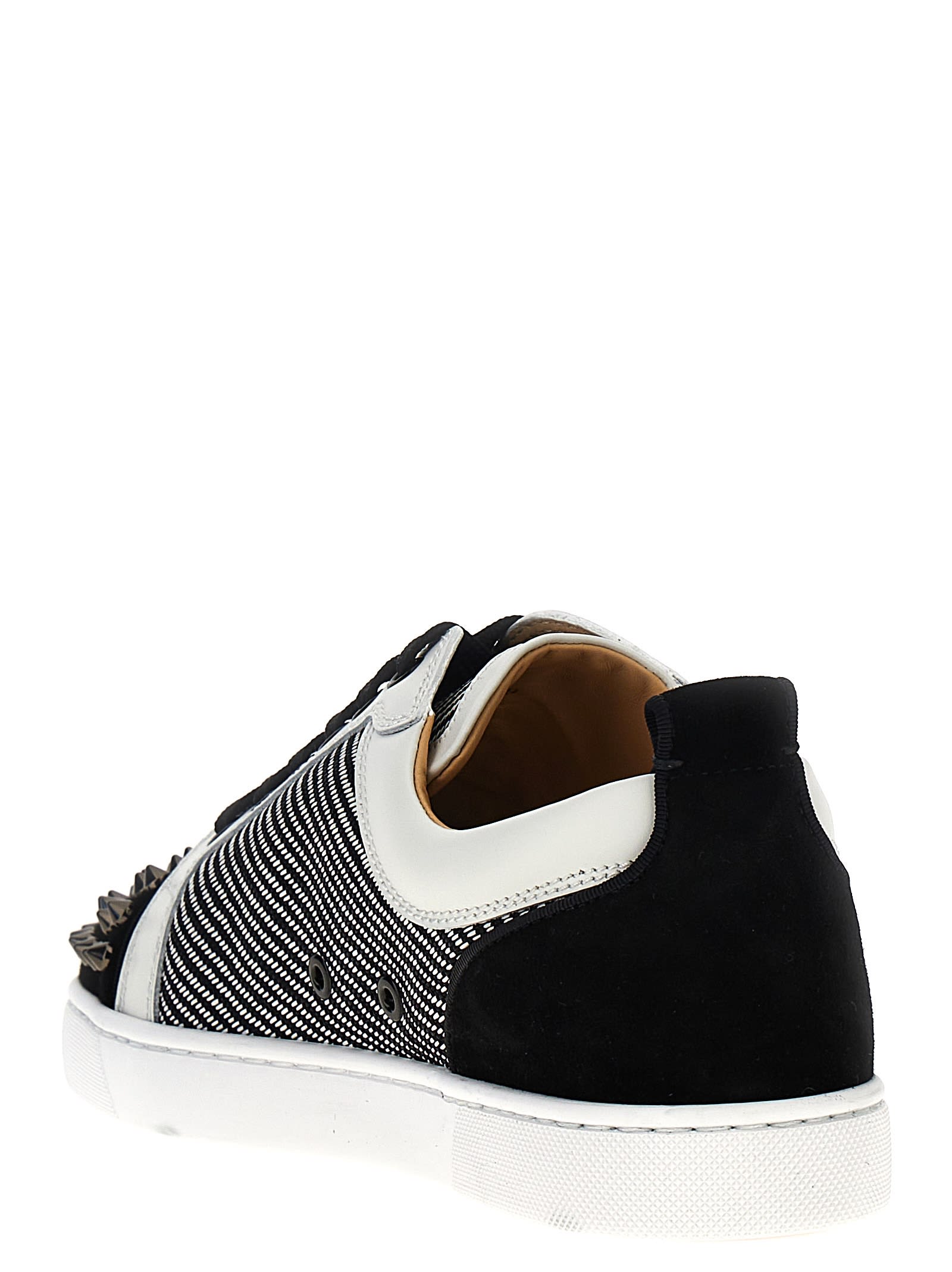Shop Christian Louboutin Louis Junior Spikes Orlato Sneakers In White/black