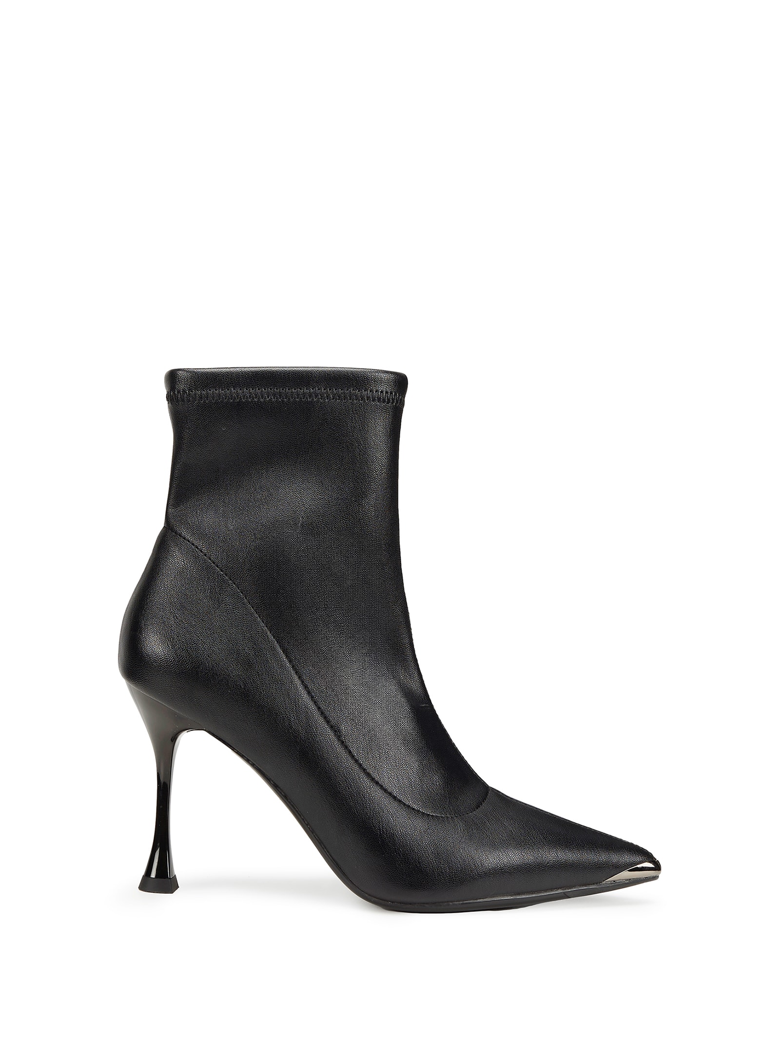 Black Leather Ankle Boot With Heel