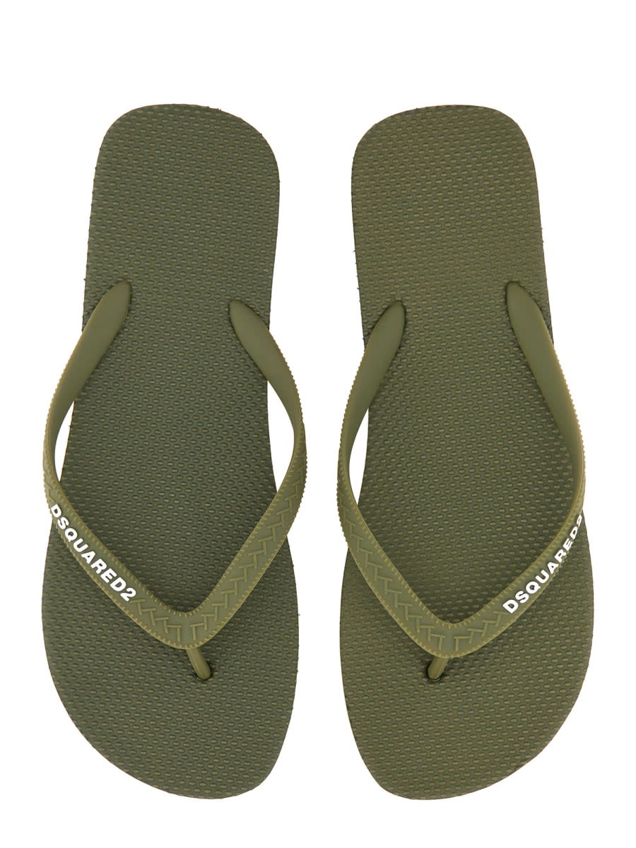 Shop Dsquared2 Rubber Thong Sandal In Green