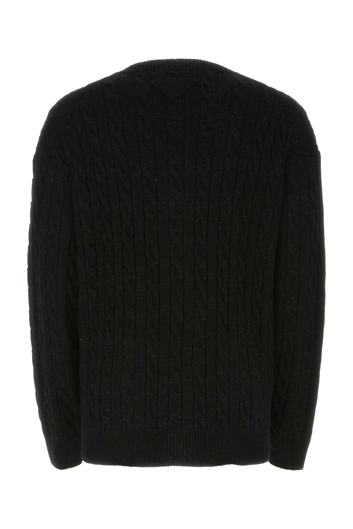 Shop Prada Black Wool Blend Oversize Cardigan