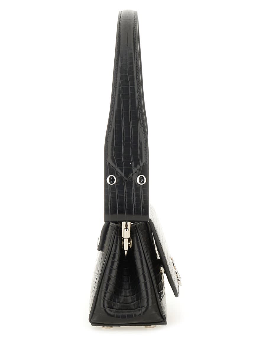 Vivienne Westwood Hazel Small Black Embossed Croc Shoulder Bag In Black