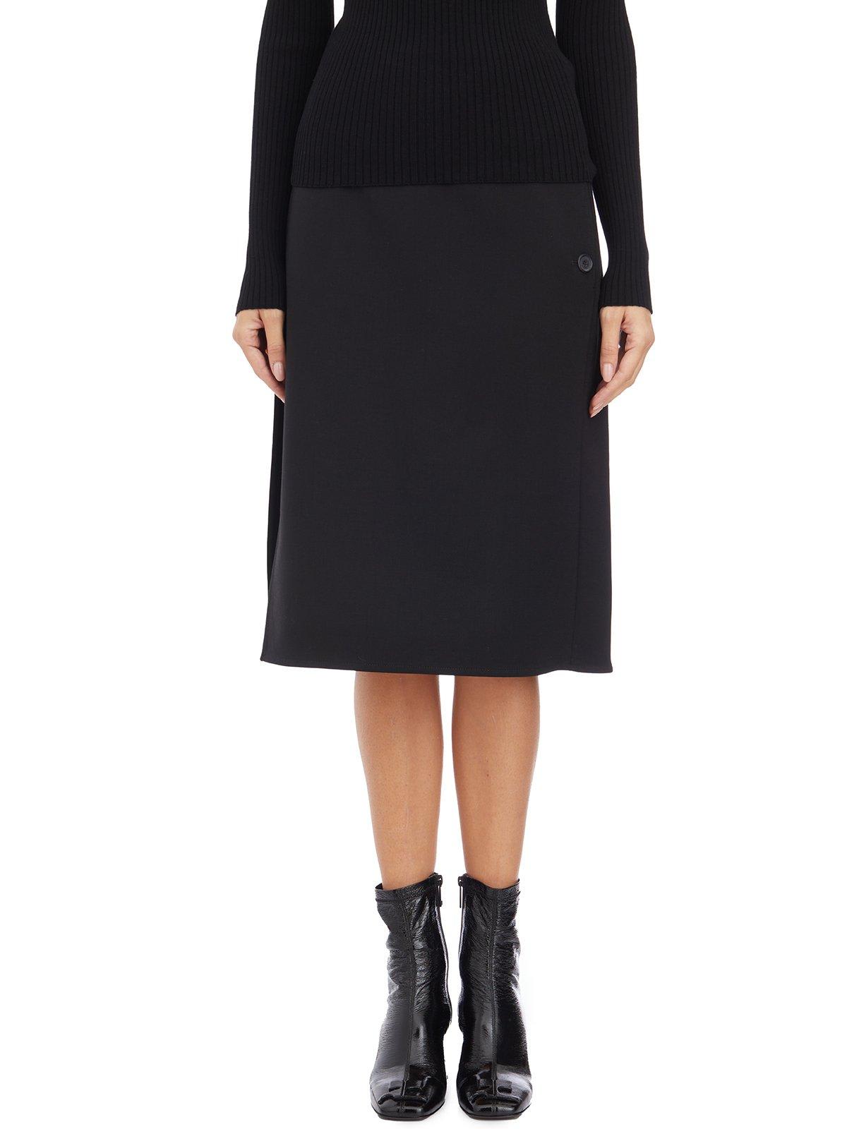 Shop Courrèges Oblique Tailored Midi Skirt Oblique Tailored Midi Skirt In Black