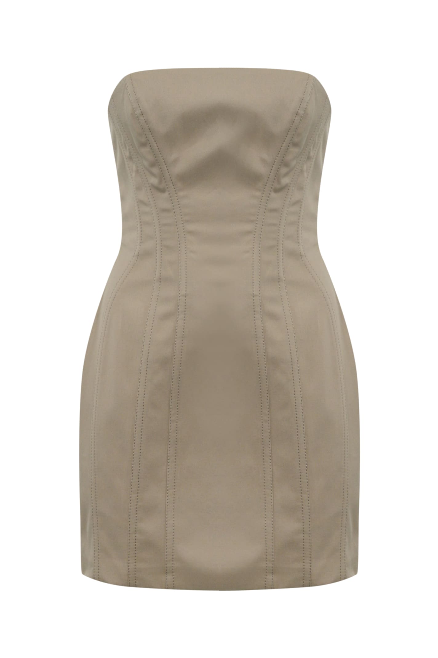 Elisabetta Franchi Cotton Bustier Dress In Greige