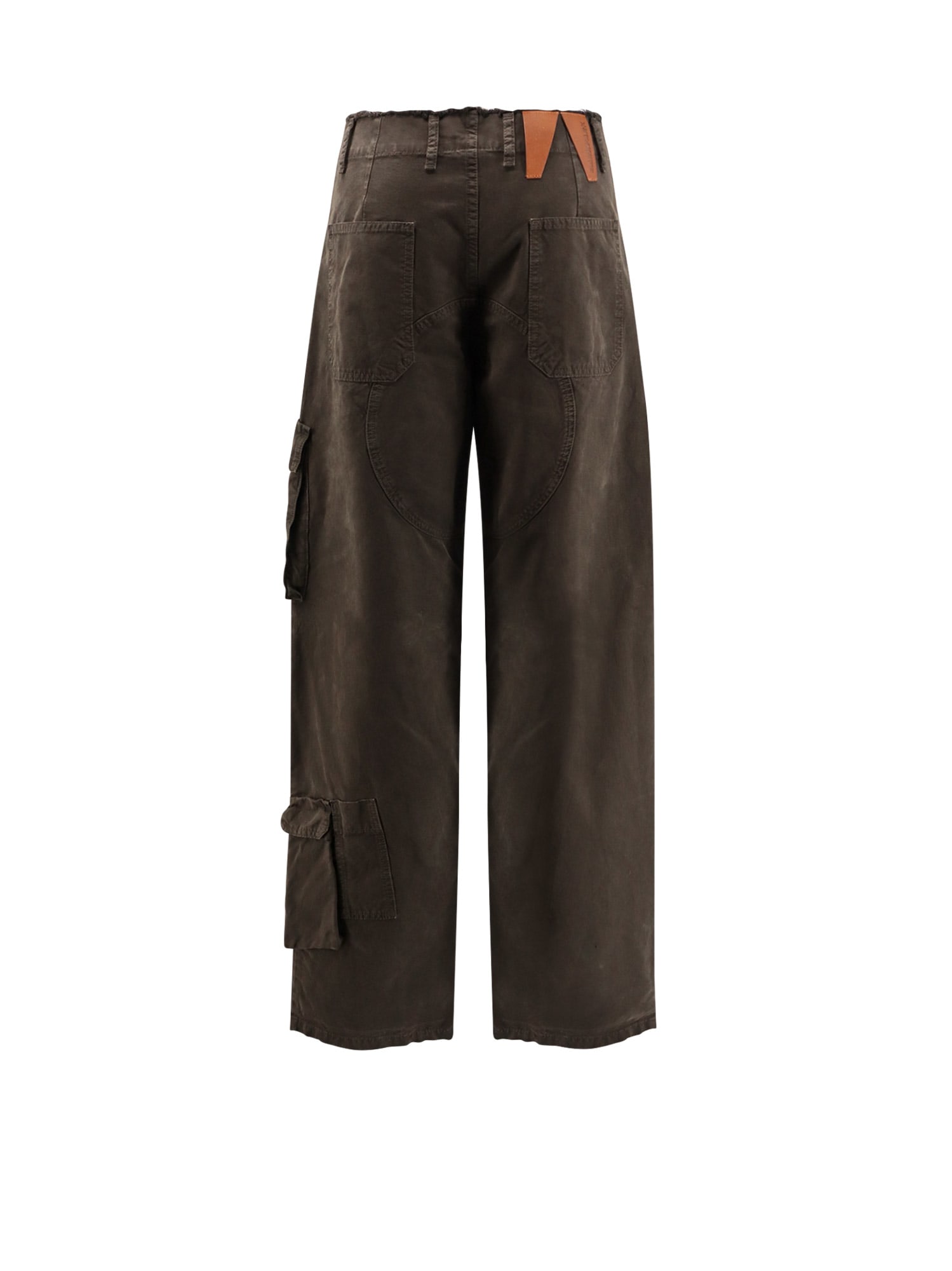 Darkpark High Waist Wide Leg Cargo Trousers In Brown