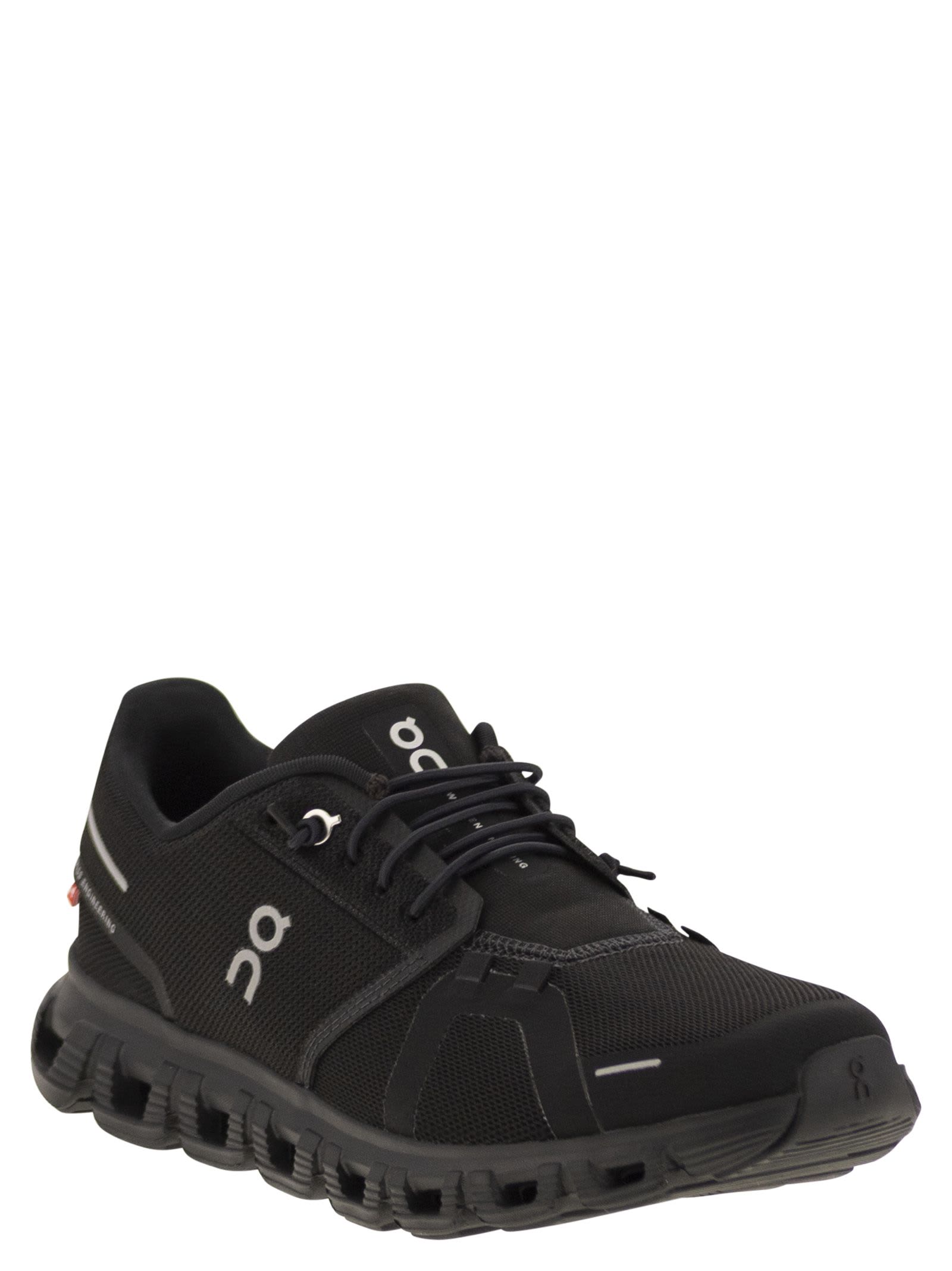 On Cloud 6 Wp Rubber-trimmed Stretch-knit Slip- Sneakers In Black