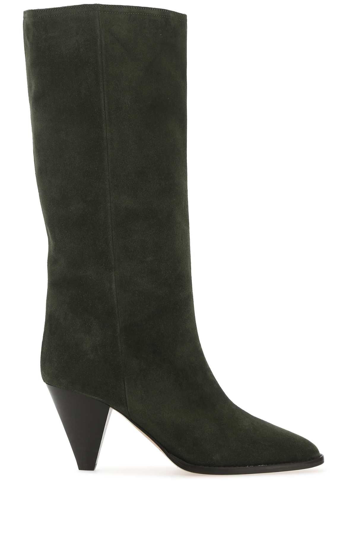 Shop Isabel Marant Dark Green Suede Lispa Boots In 67ki