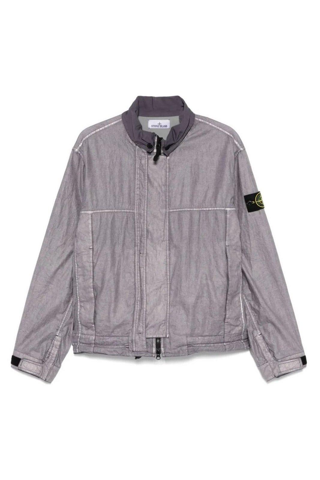 Stone Island Jacket With Transparent Resins And Foldable Co11ar In Blue