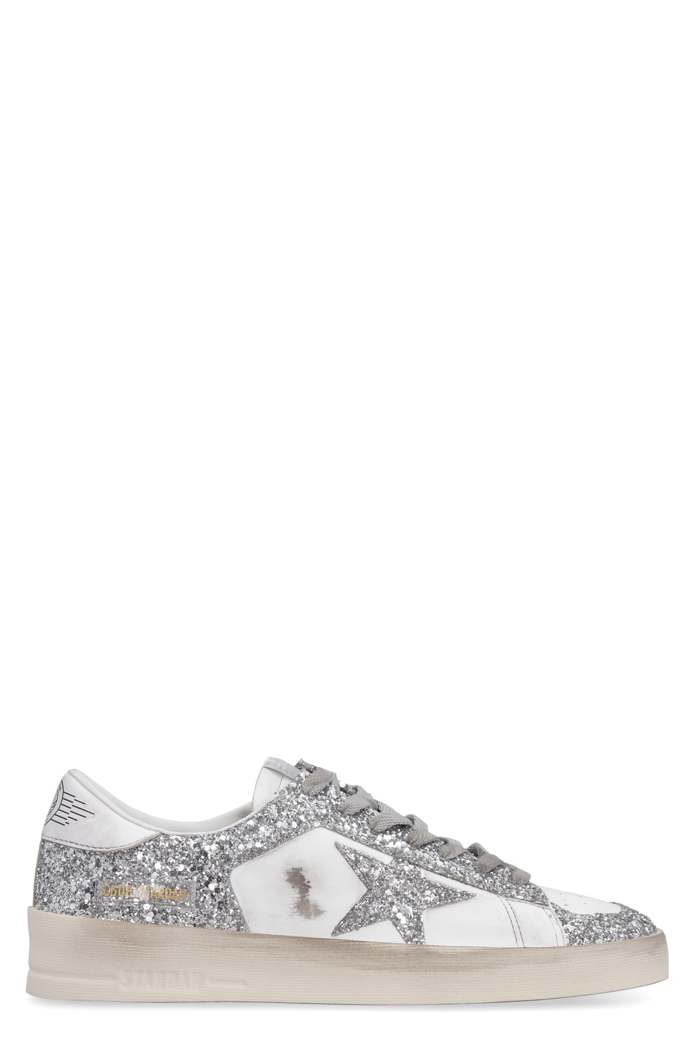 Shop Golden Goose Stardan Leather Sneakers In Bianco