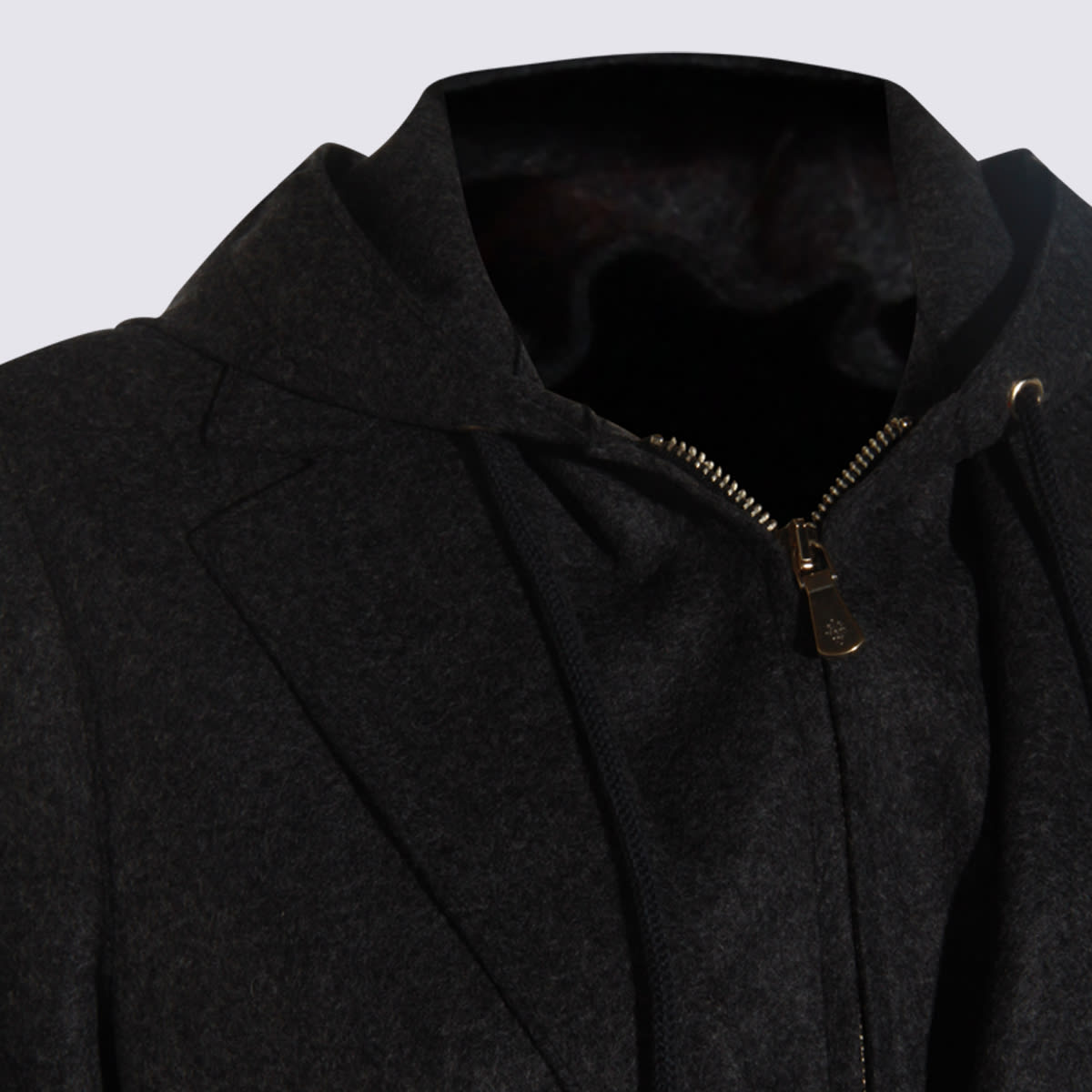 Eleventy Wool Blend Flannel Blazer With Removable Hooded Bib In Black