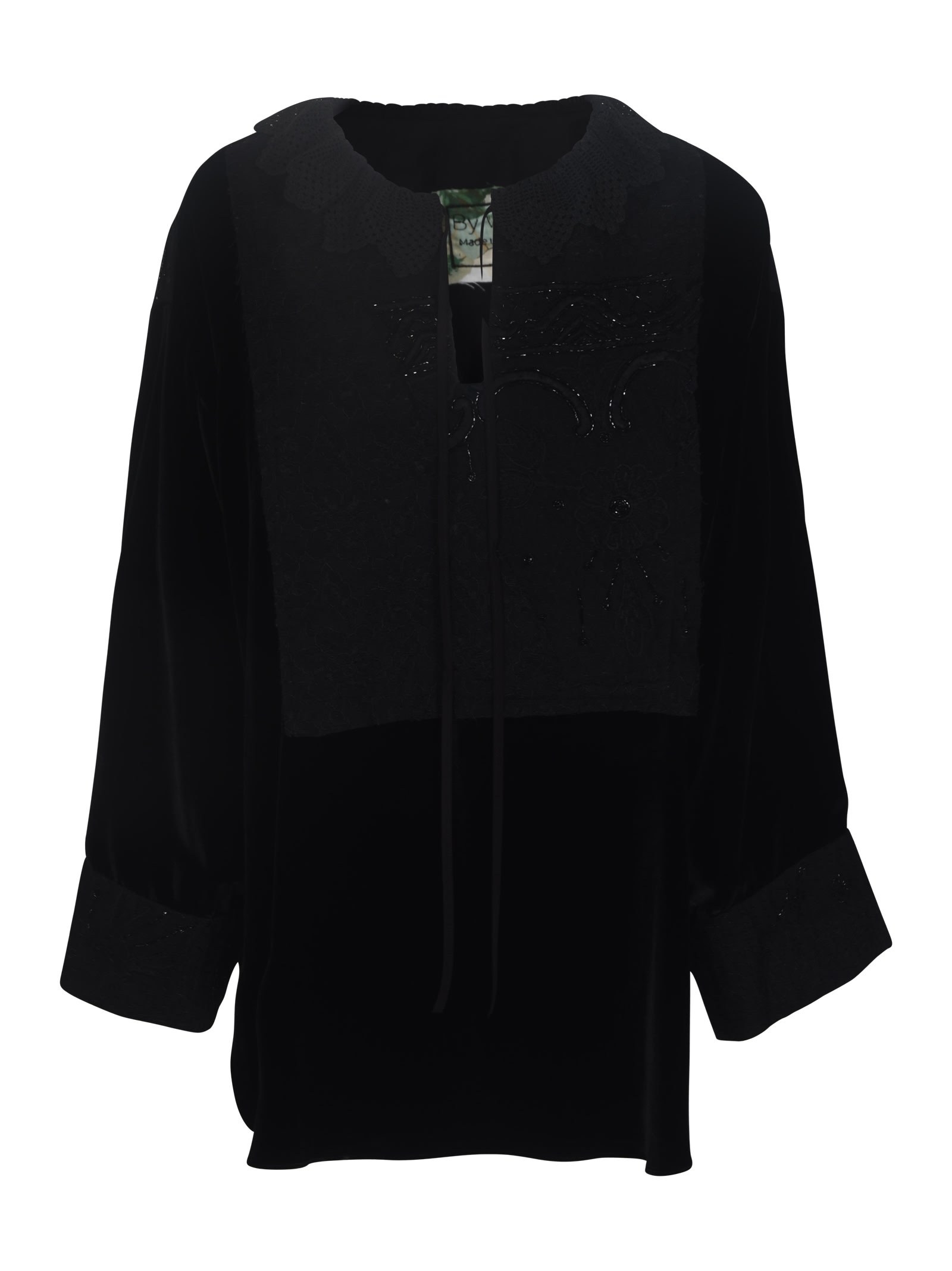 By Walid Embellished Tie-neck Tunic In Black
