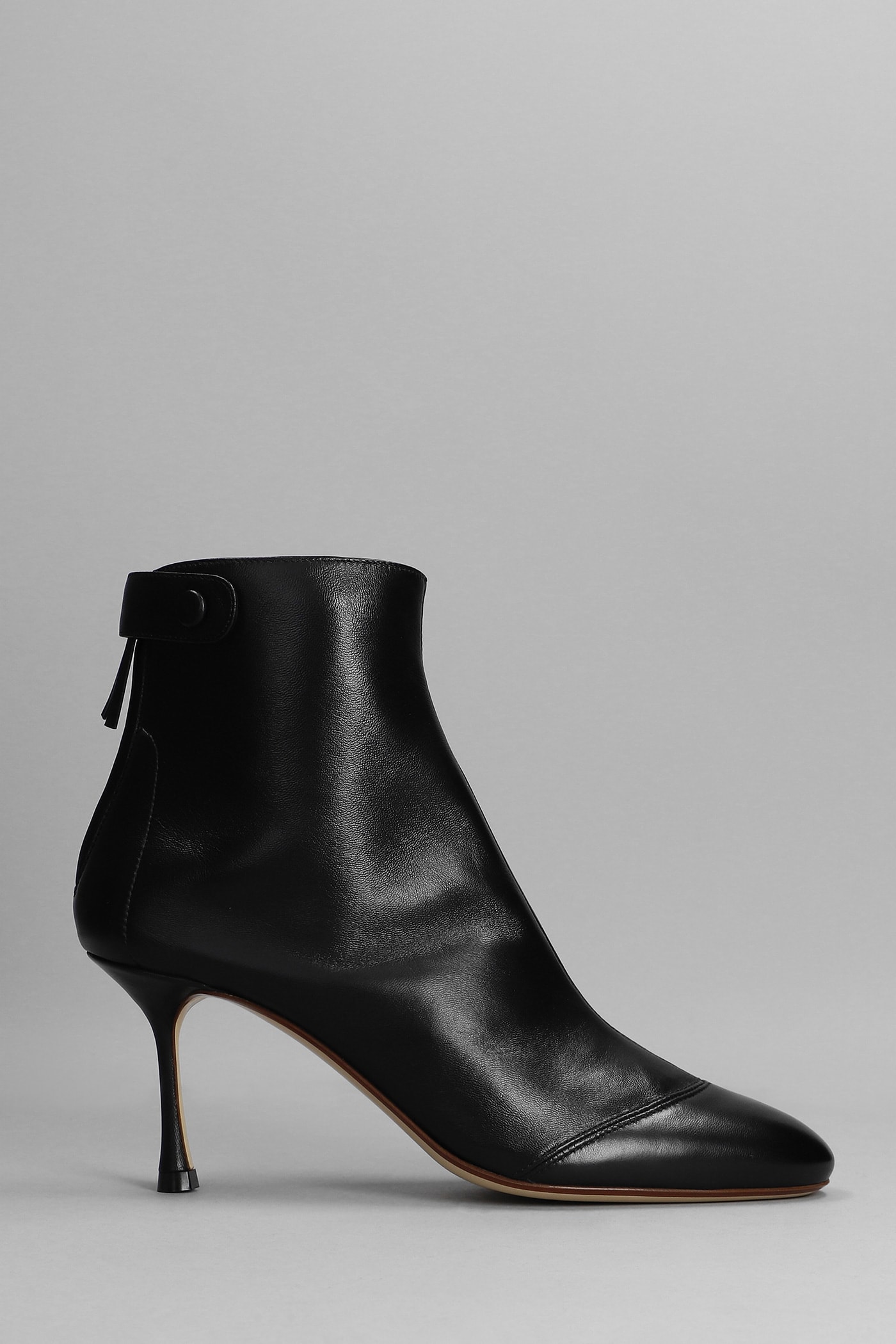 Francesco Russo High Heels Ankle Boots In Black Leather