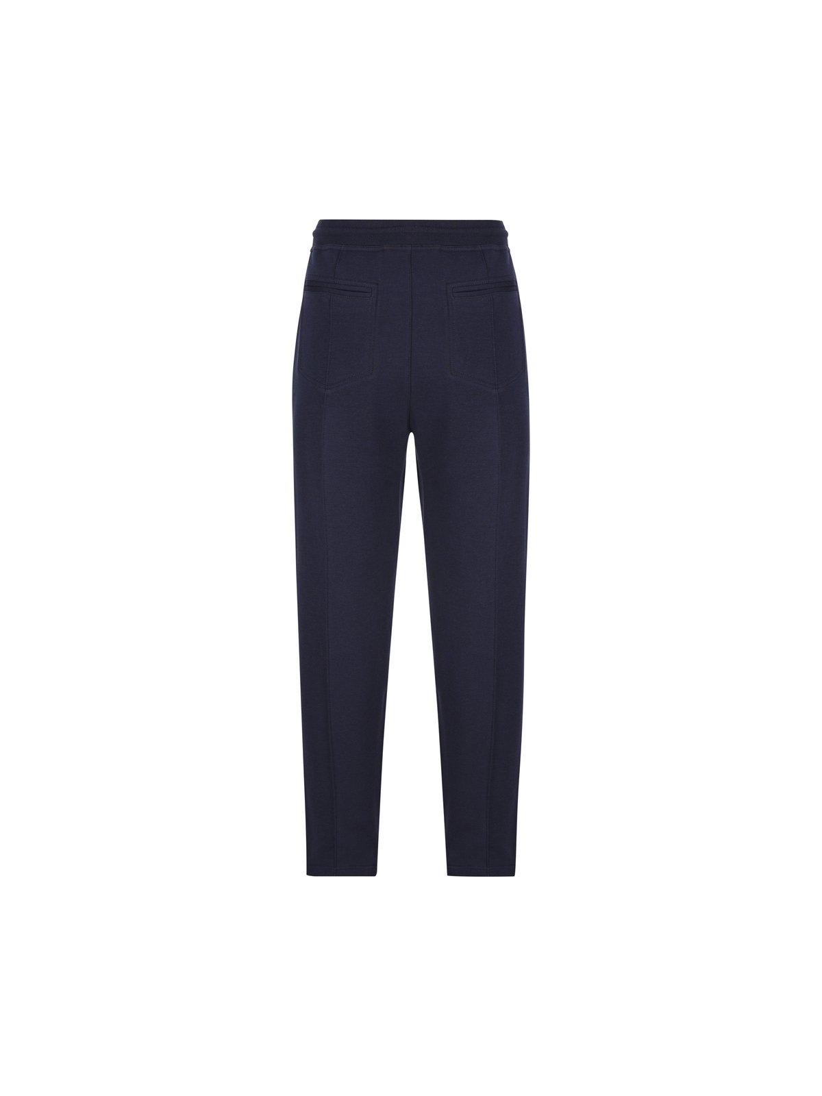 Brunello Cucinelli Men Leisure Fit Trousers In Virgin Wool Flannel With Drawstring And Double Darts In Blue