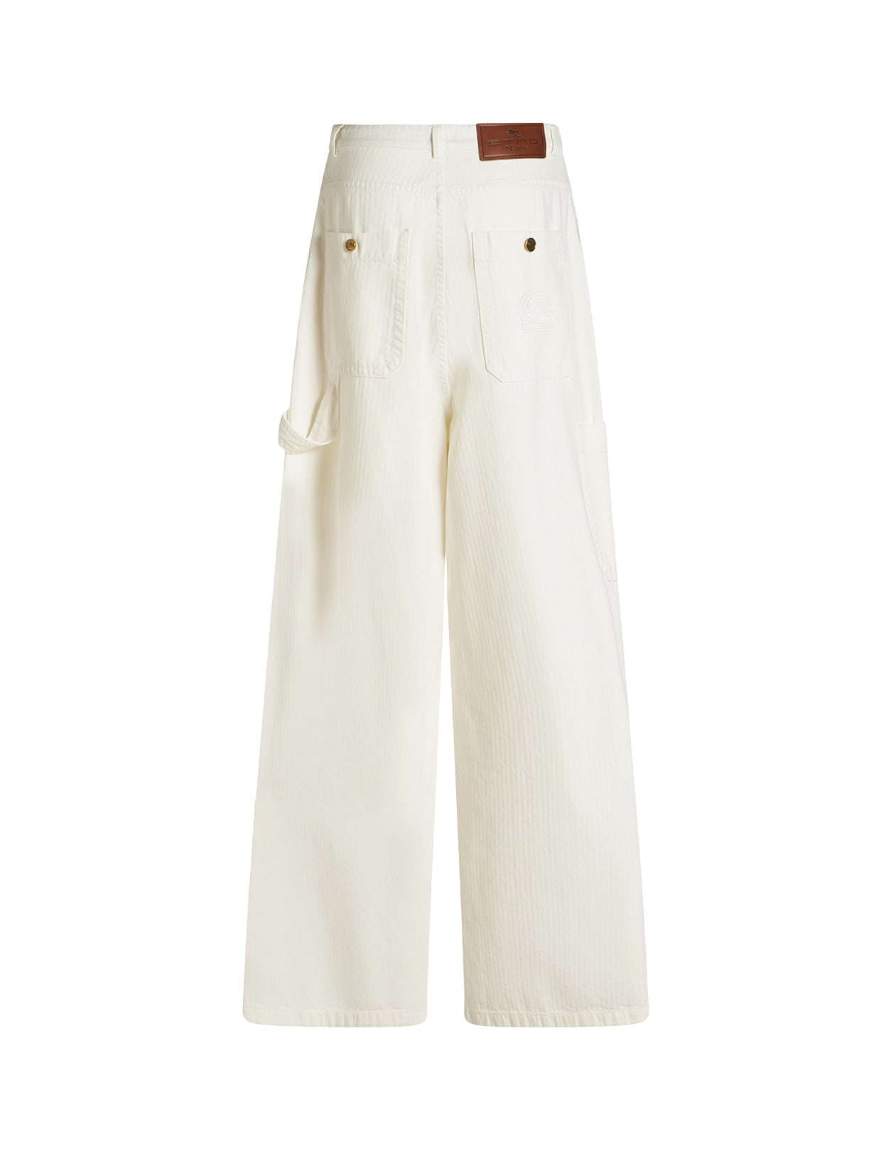 Shop Etro White Denim Wide Leg Cargo Jeans