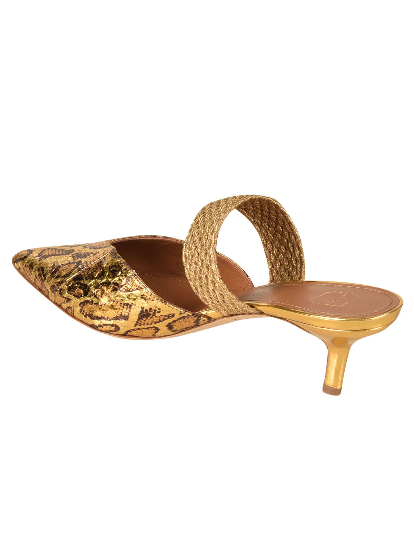 Shop Malone Souliers Pointed Toe Mules In Gold