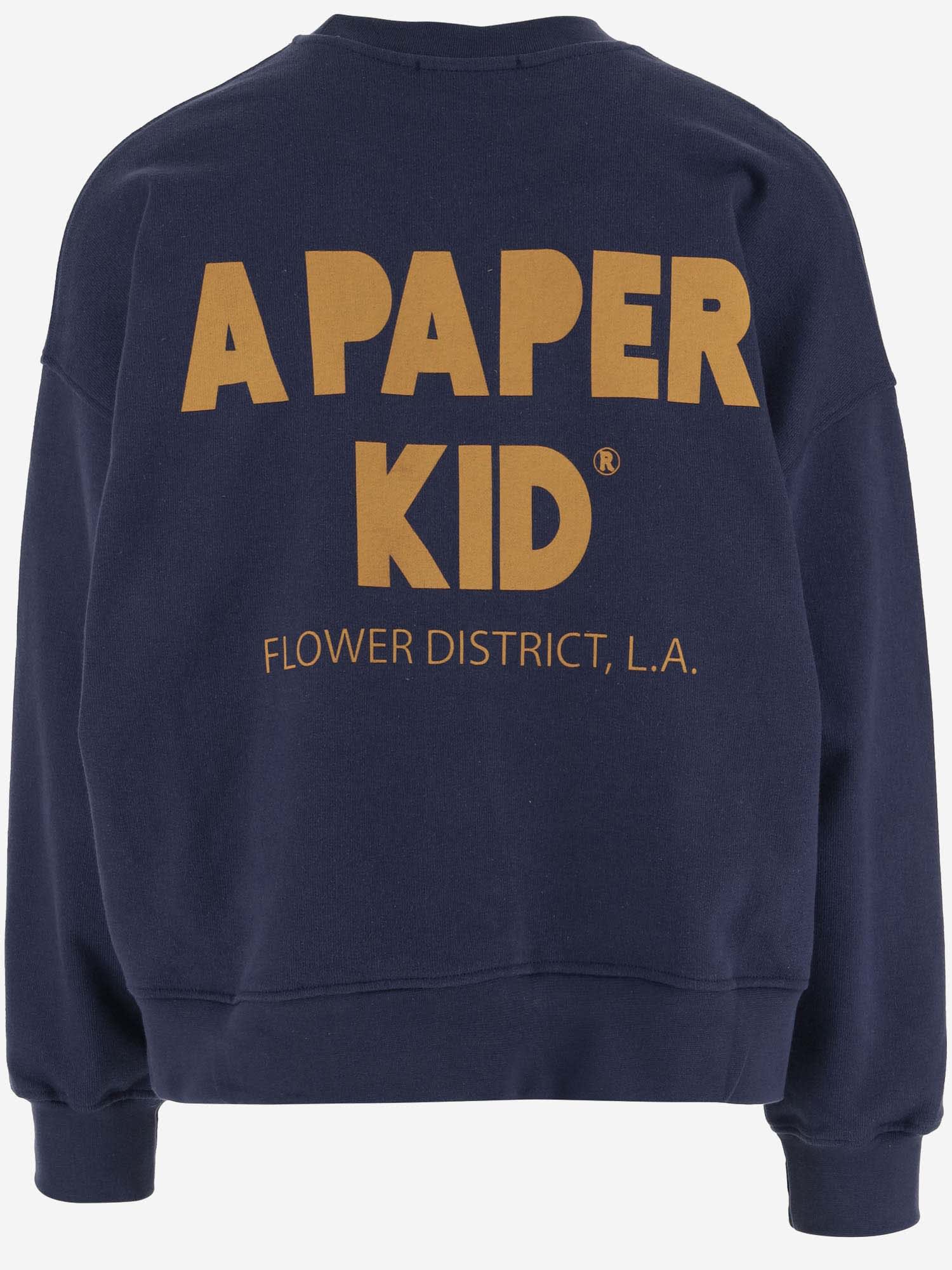 Shop A Paper Kid Cotton Sweatshirt With Logo In Blu