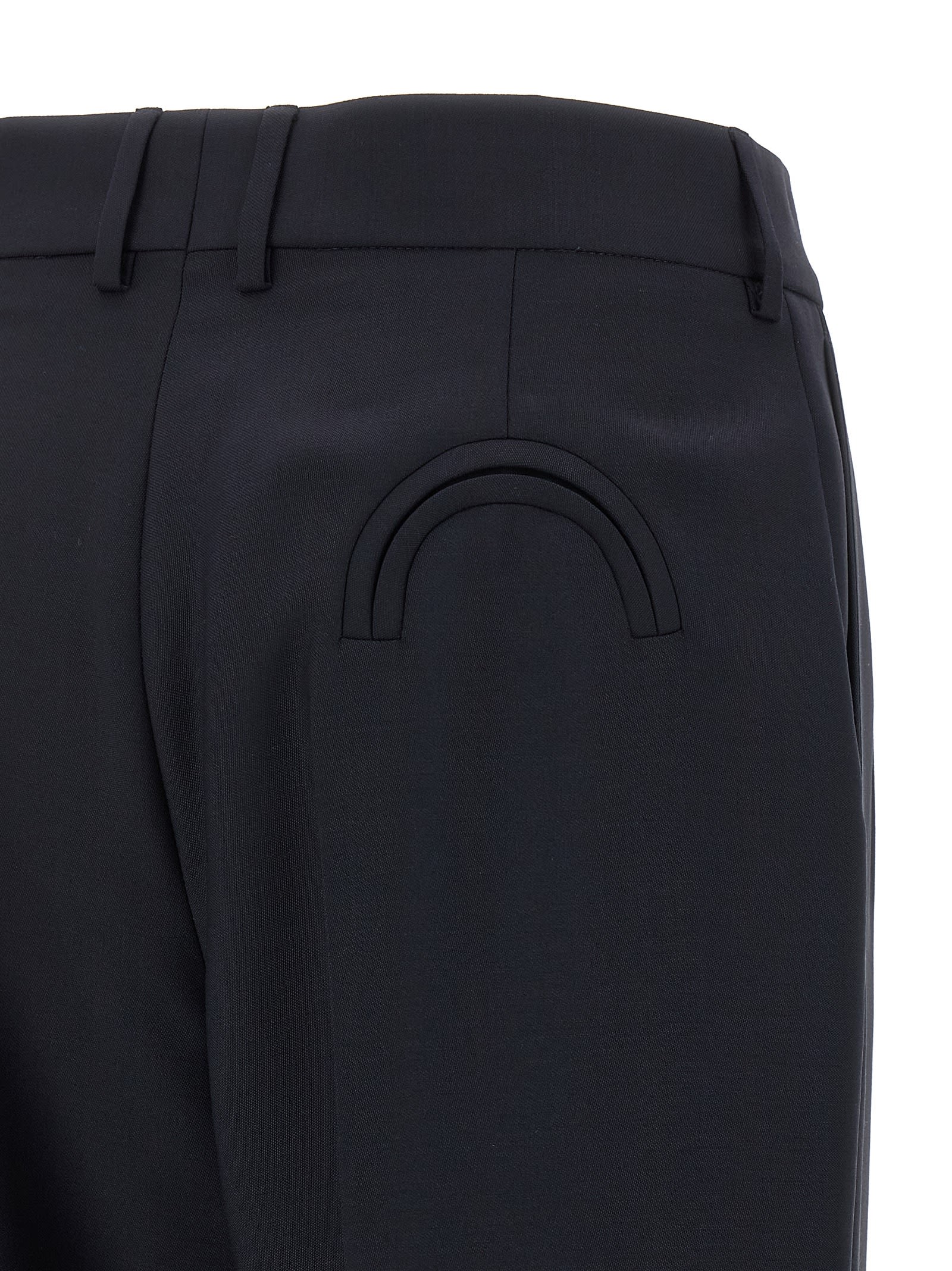 Blazé Milano Navy Blue Virgin Wool And Mohair High-waisted Pants In Black