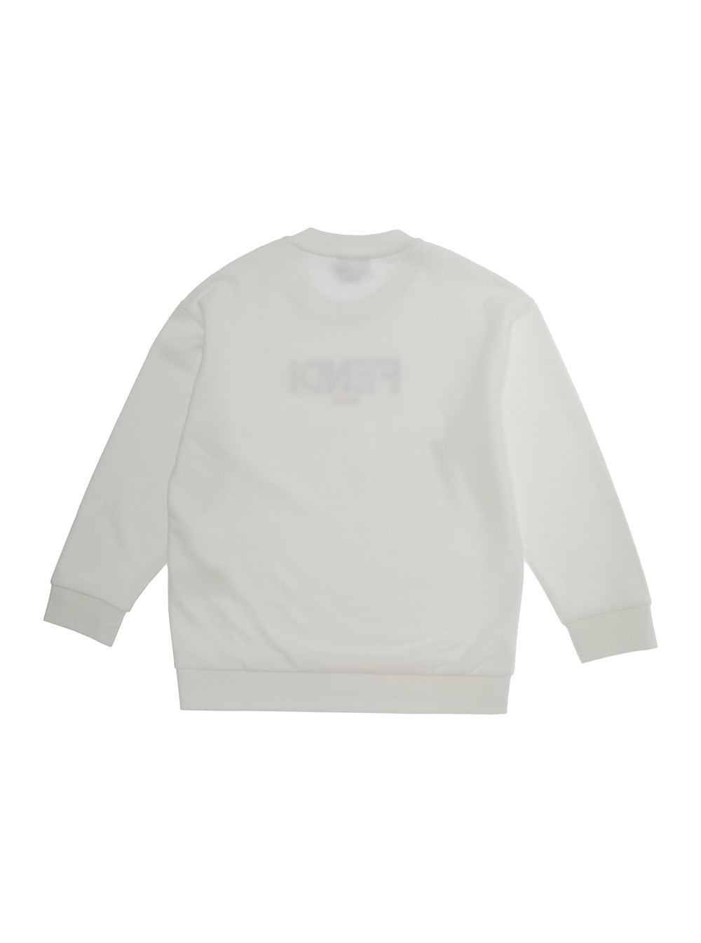 FENDI WHITE CREWNECK SWRATSHIRT WITH MULTICOLOR LOGO LETTERING IN COTTON BOY 