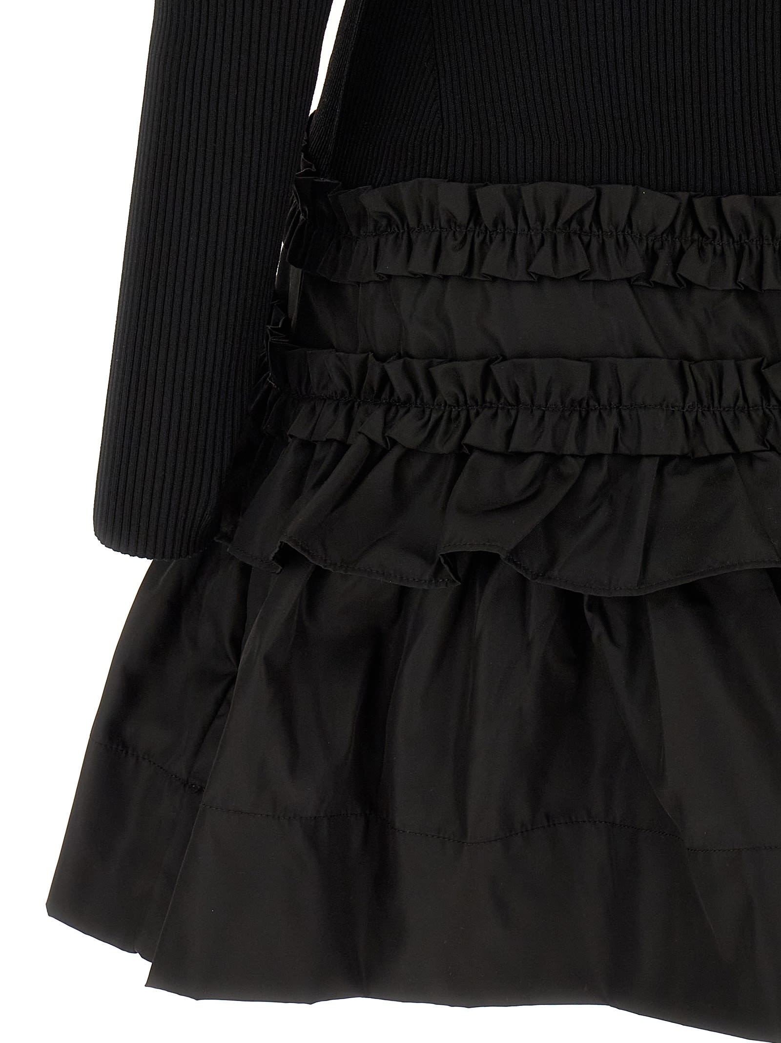 Ganni Melange Rib Knit Mini Dress In Black