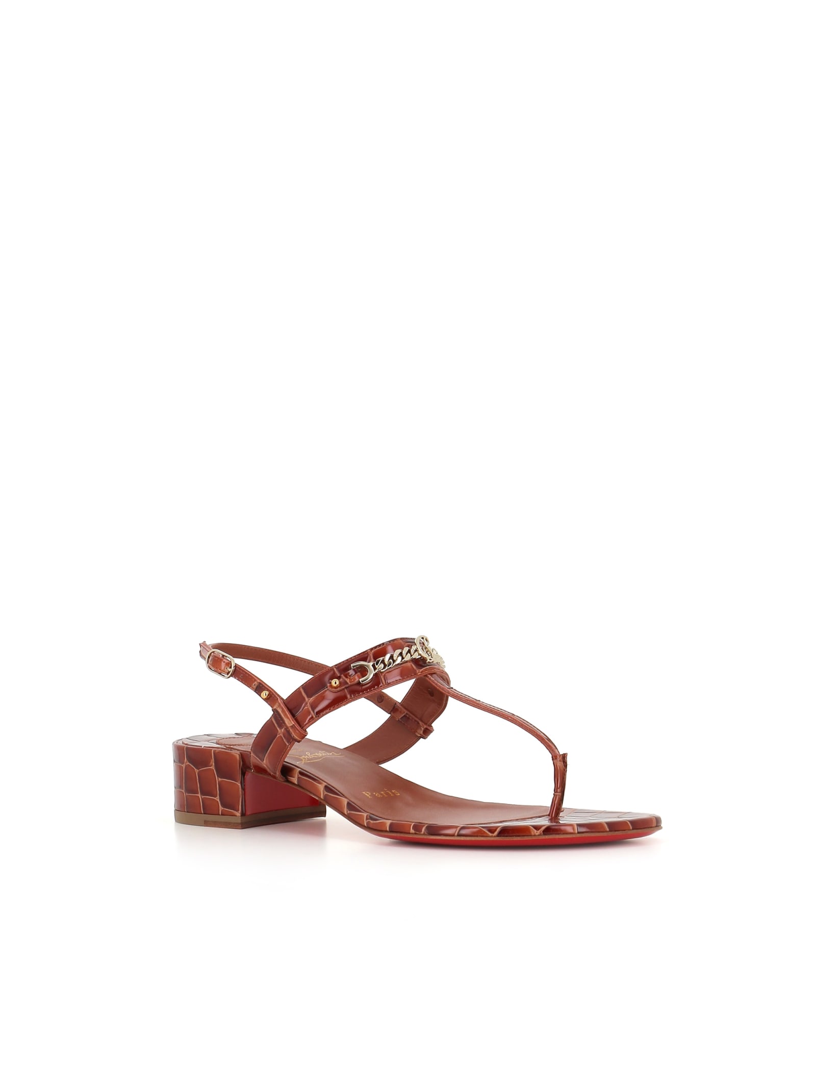 Shop Christian Louboutin Sandal Mj Thong 25 In Leather