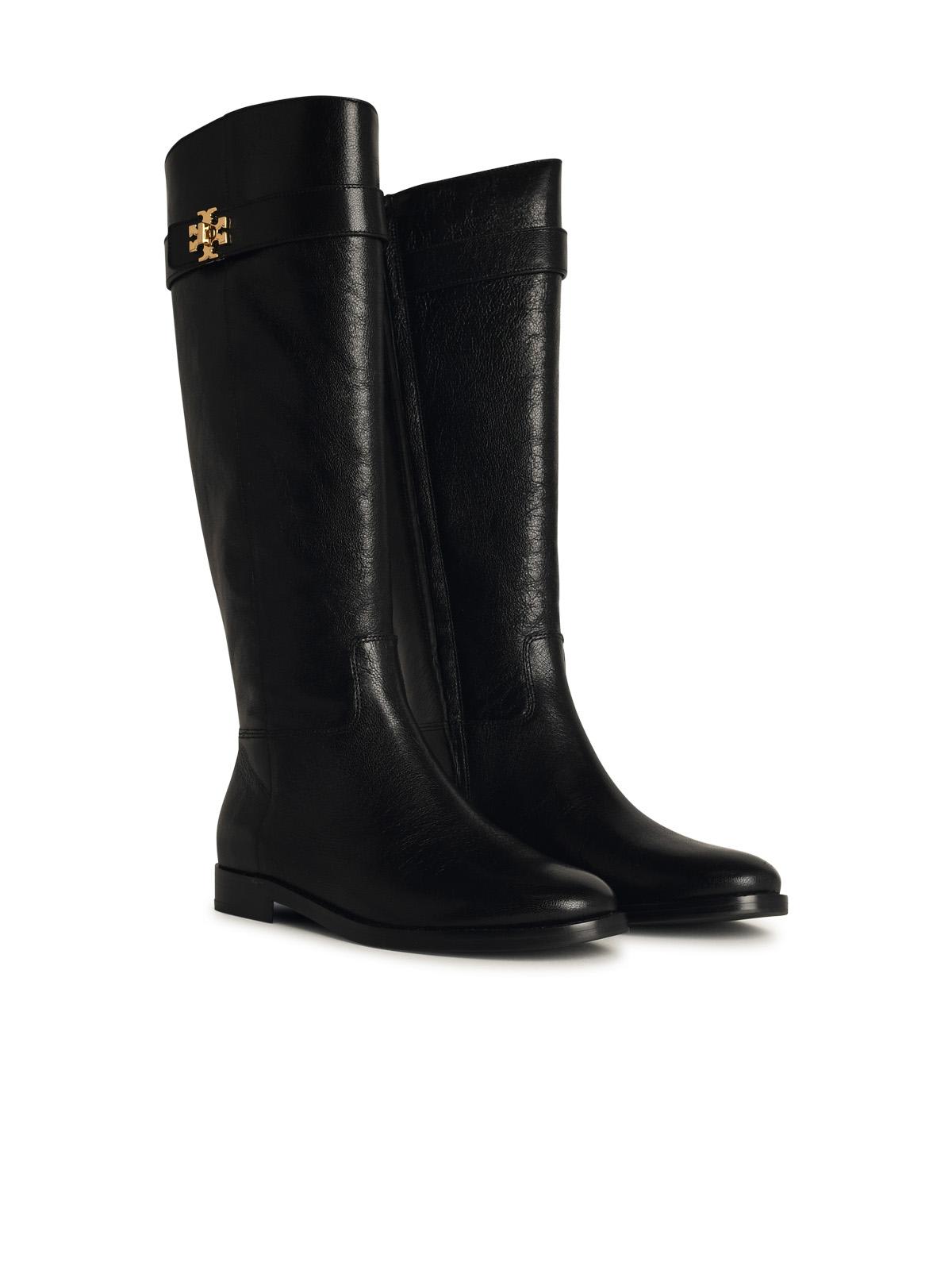 Shop Tory Burch Lock Ridin Black Leather Boots