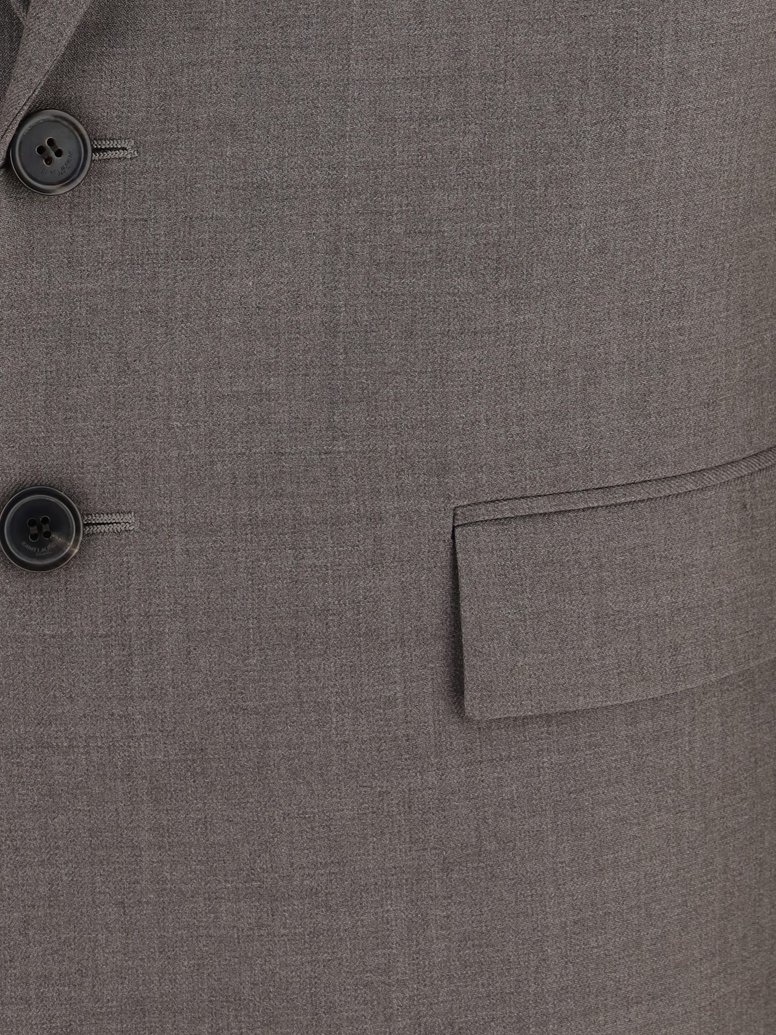 Saint Laurent Brown Single-breasted Jacket In Wool Men
