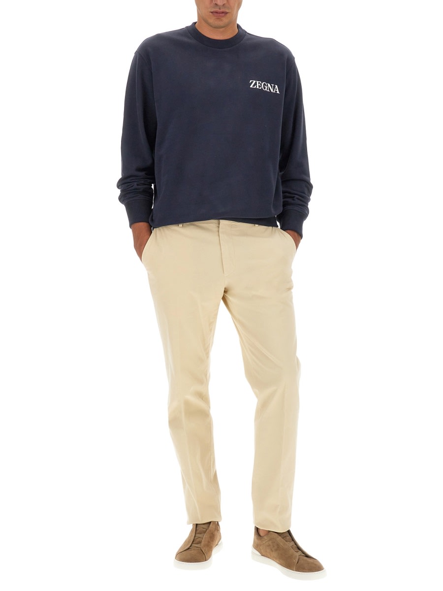 Shop Zegna Sweatshirt With Logo In Blue